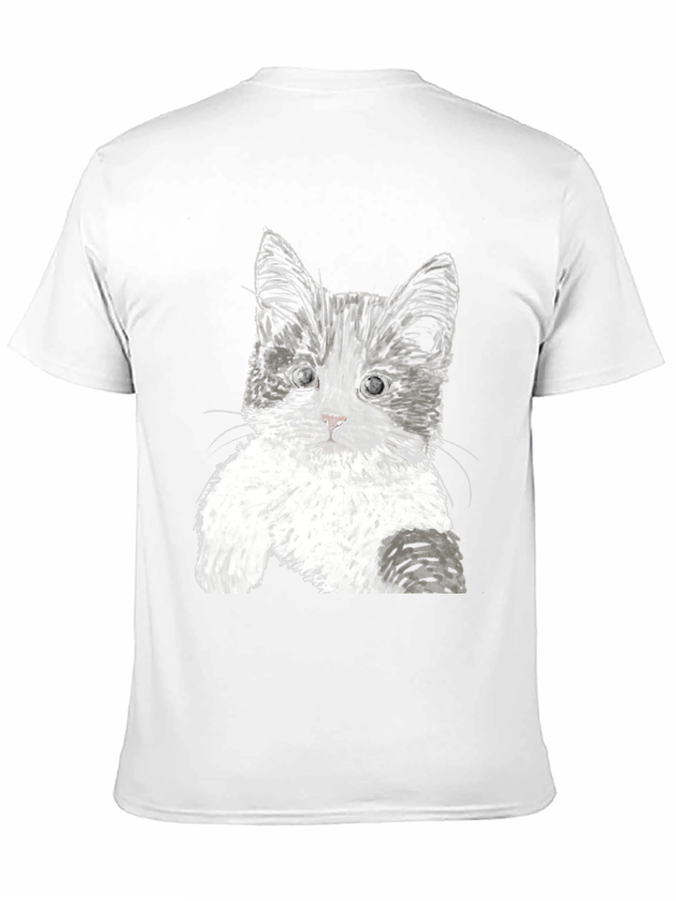 Black Cute Kitten Graphic Tee - Black Cotton T-Shirt view 11