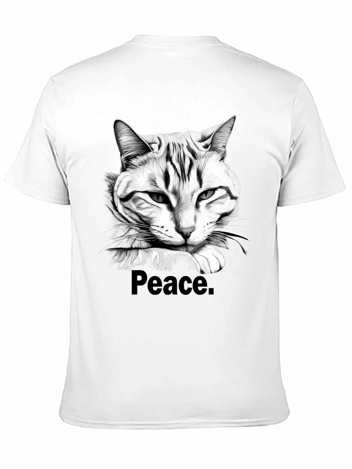 Black Peace Cat Graphic Tee - Men's Black T-Shirt view 11
