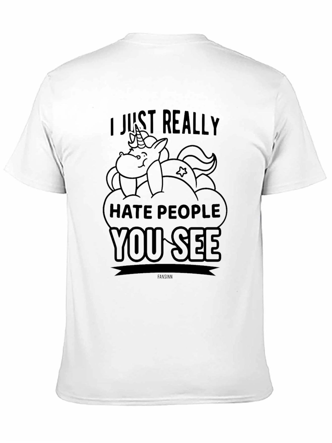 Black Funny Unicorn Hate People Graphic T-Shirt view 11