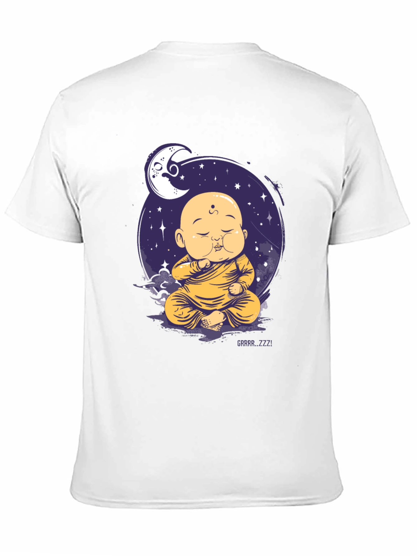 Black Zen Monk Moon T-Shirt - Sleepy Buddha Design view 11