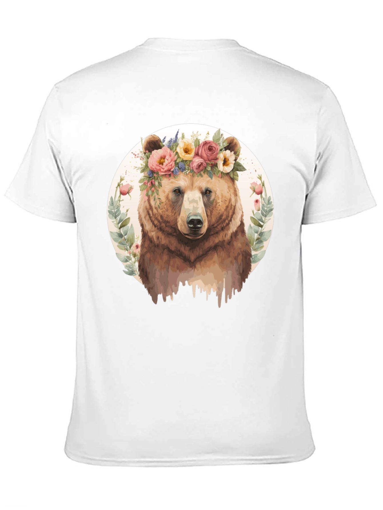 Black Floral Bear Graphic Tee - Men's Black T-Shirt view 11