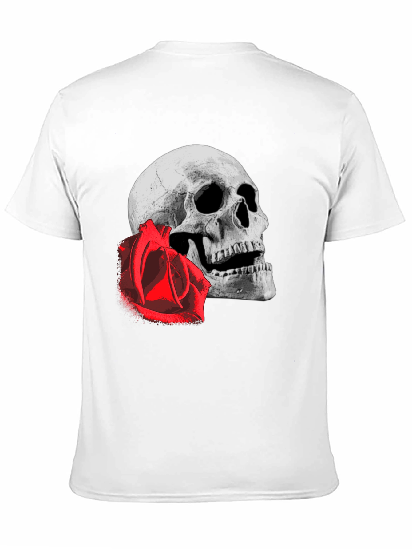Black Skull & Rose Graphic Tee - Edgy Black T-Shirt view 11
