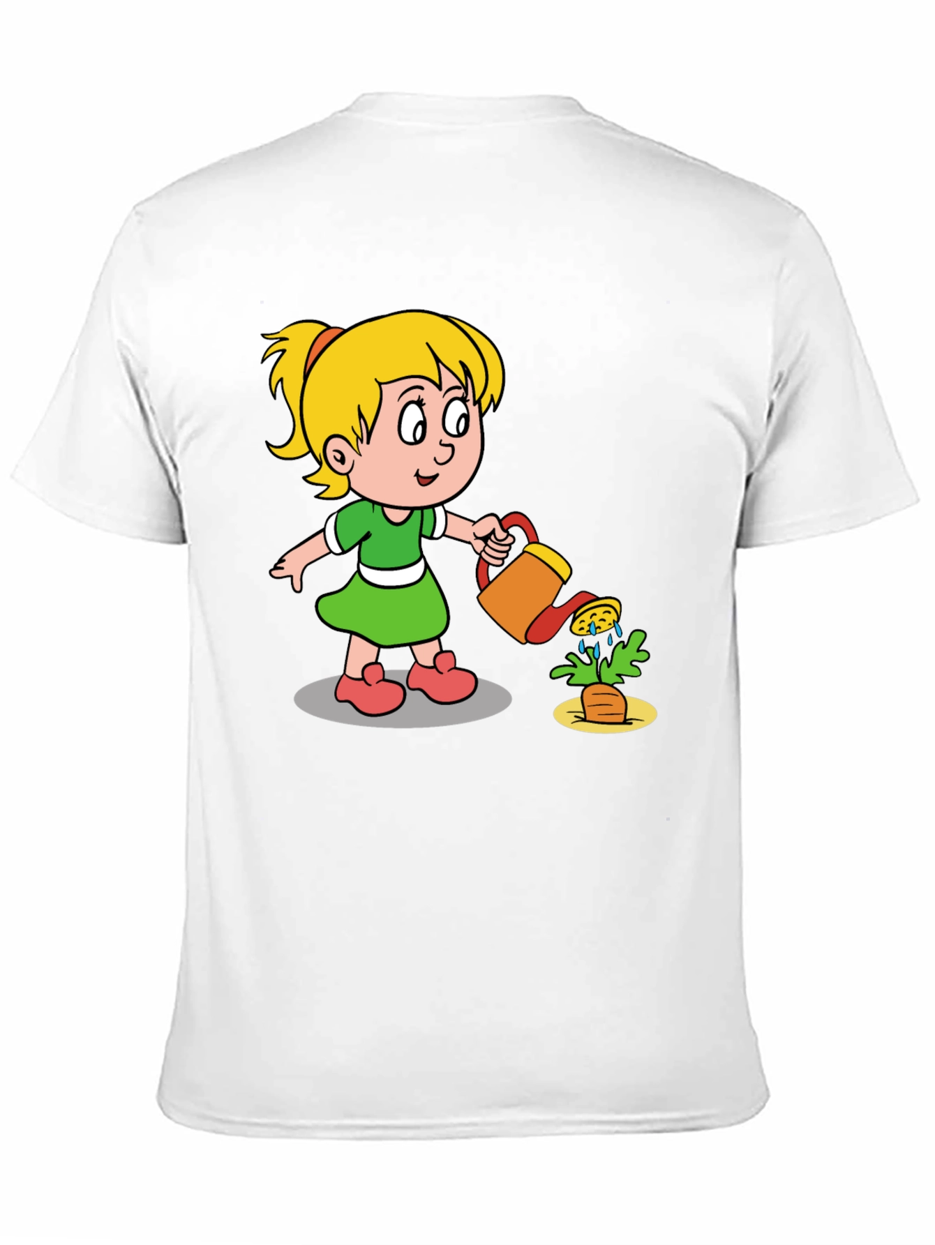 Black Cartoon Girl Gardening T-Shirt view 11