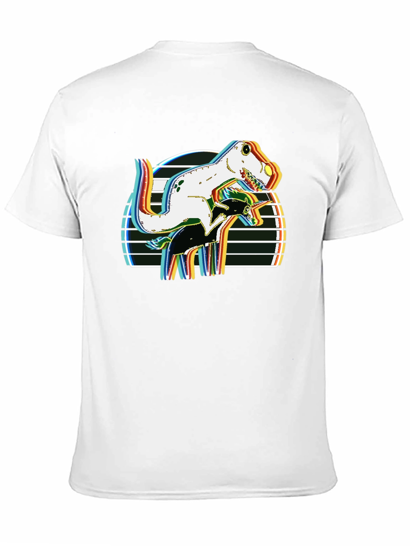 Black Dino Riding Unicorn Retro Style Graphic T-Shirt view 11