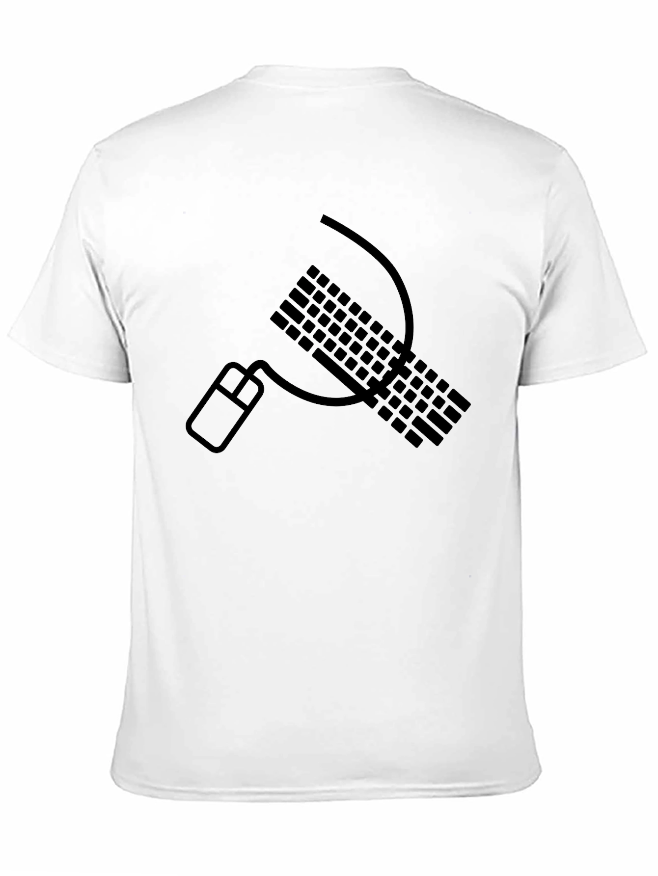 Black Funny Keyboard Hammer and Mouse Sickle T-Shirt view 11