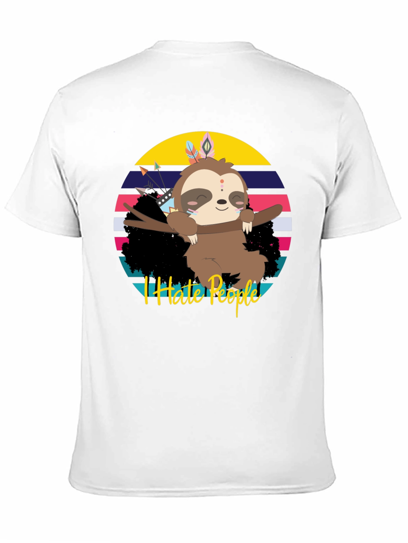 Black I Hate People Sloth Graphic Tee view 11