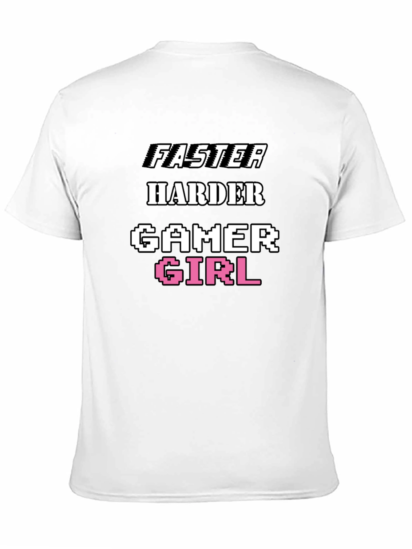 Black Faster Harder Gamer Girl Tee - Black Cotton T-Shirt view 11