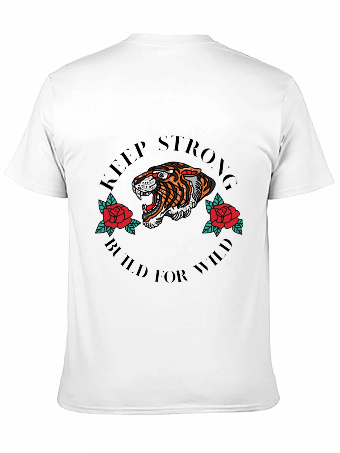 Black Keep Strong Tiger Graphic Black T-Shirt view 11