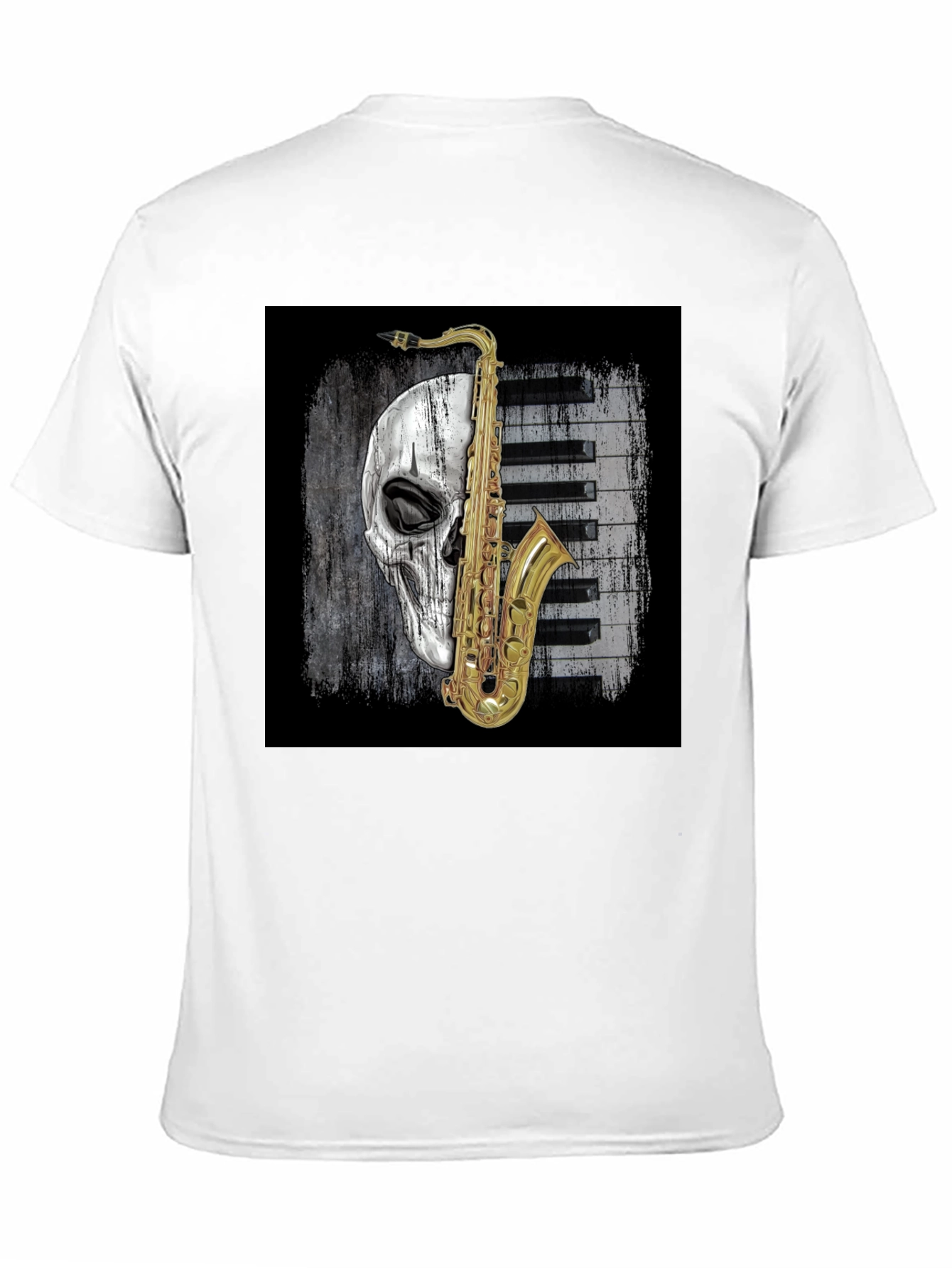 Black Skull Saxophone Graphic Tee view 11