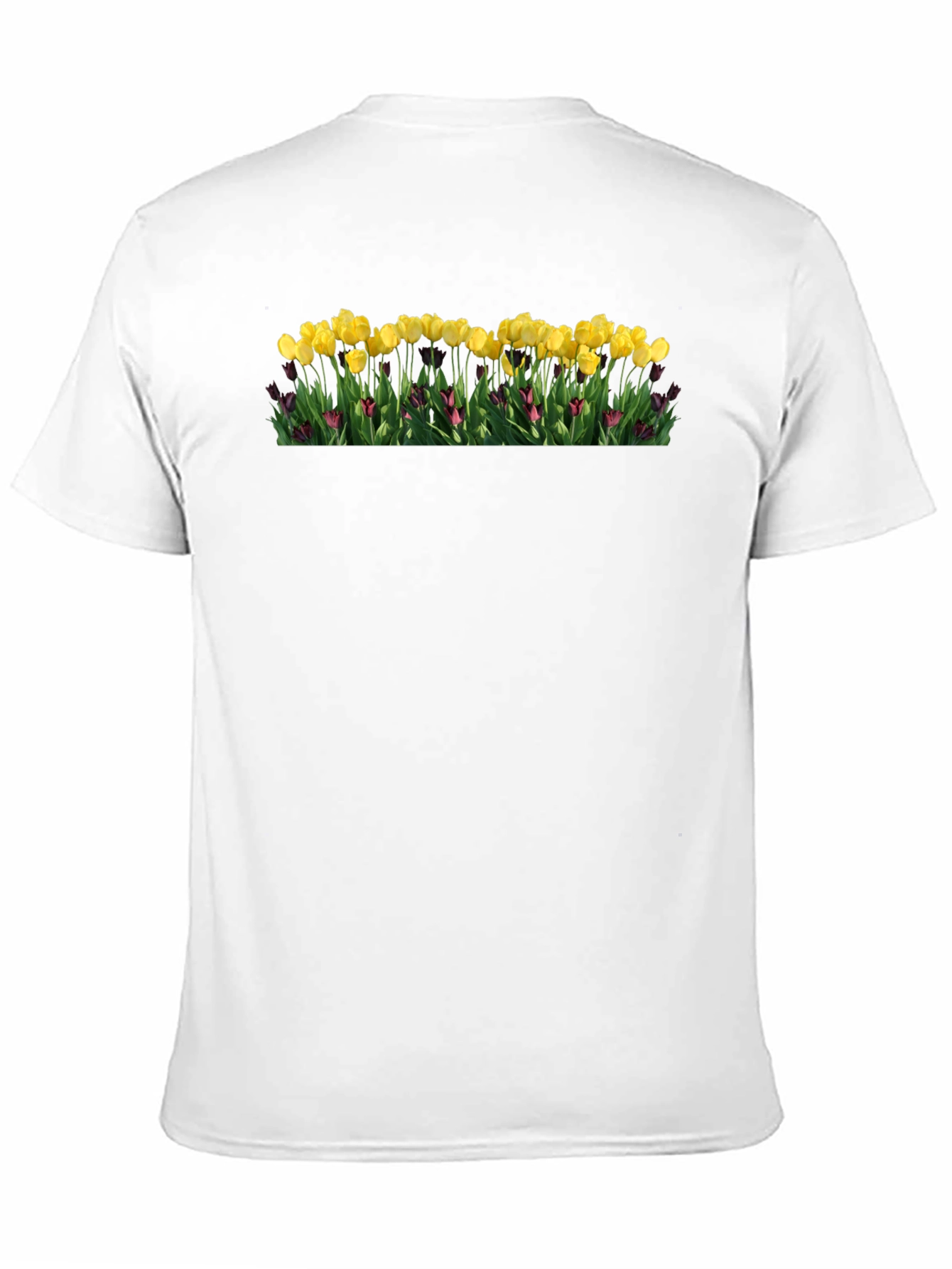 Black Floral Print T-Shirt - Yellow Tulips view 11
