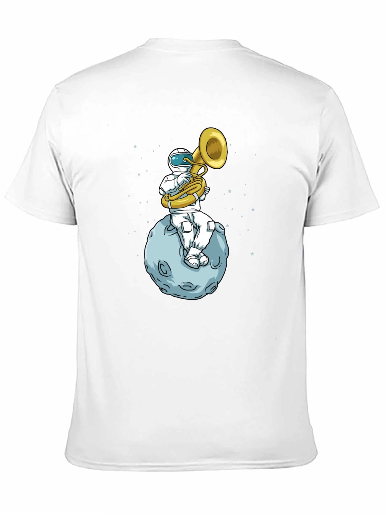 Black Astronaut Tuba Player on Moon T-Shirt view 11