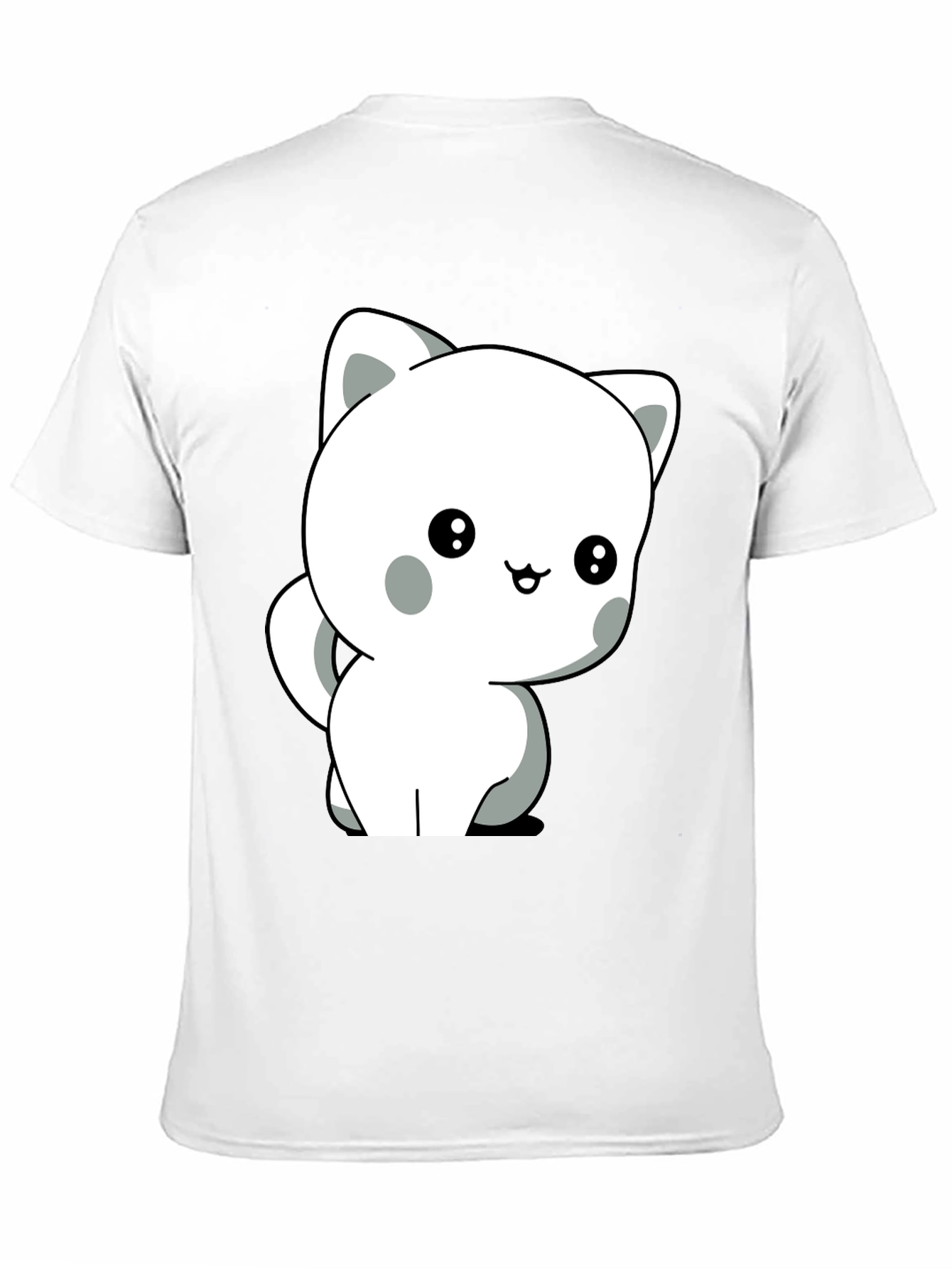 Black Cute Cartoon Cat Graphic Tee - Unisex Soft Cotton T-Shirt view 11