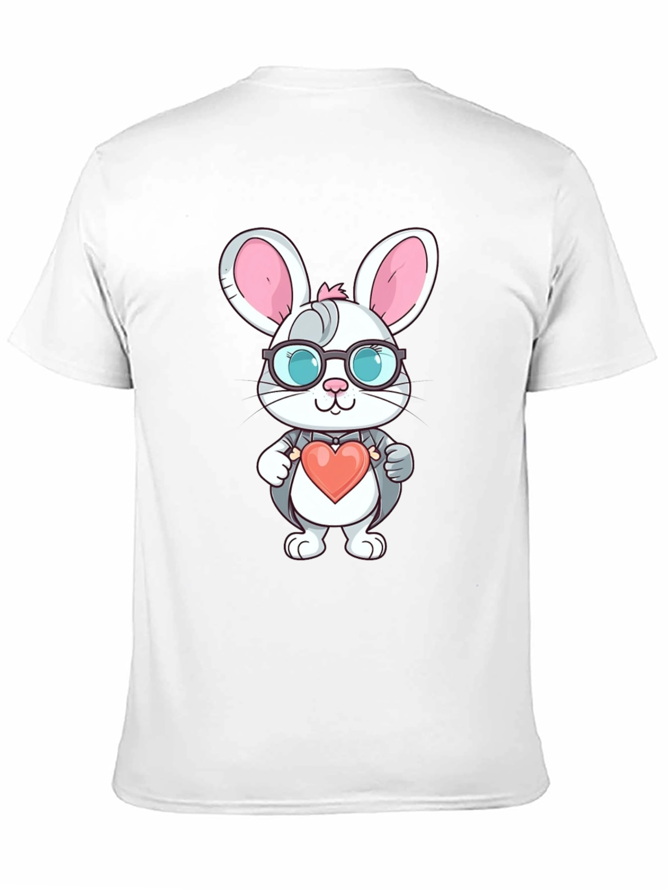 Cute Bunny Heart Valentine's Black T-Shirt - 11