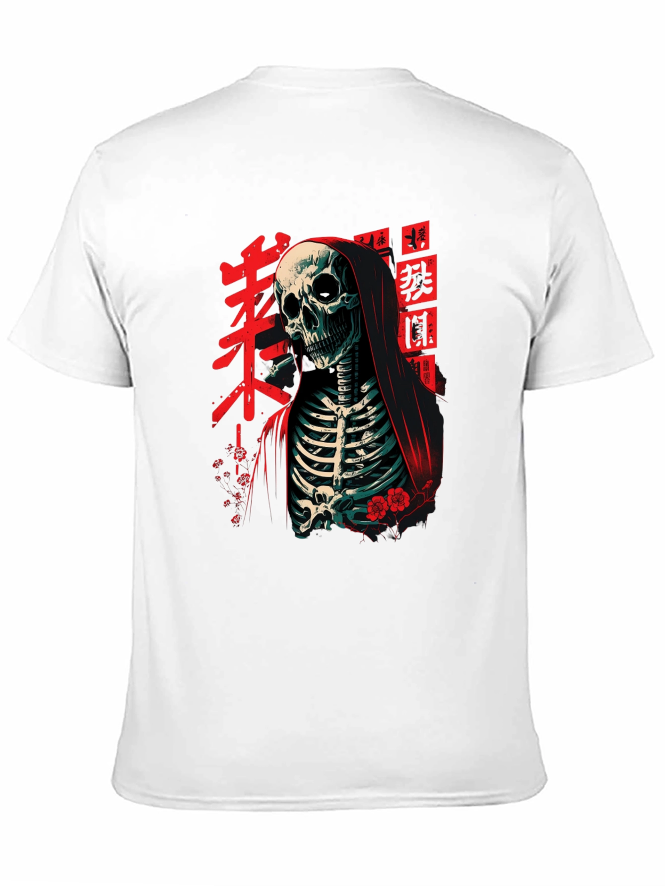 Black Grim Reaper Tee - Japanese Skeleton Graphic T-Shirt view 11