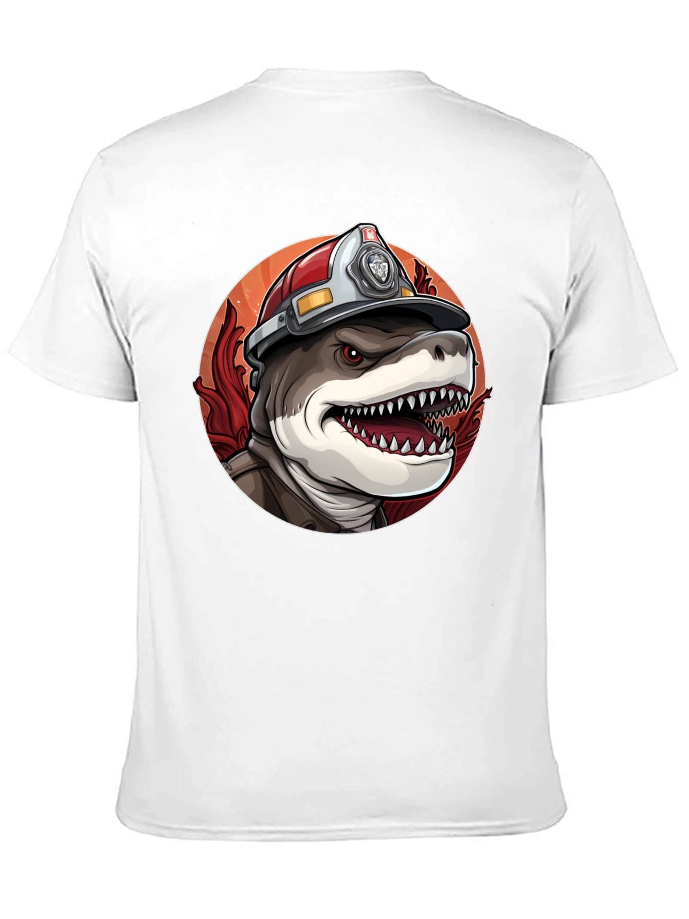 Black Firefighter Shark T-Shirt - Quirky Graphic Tee view 11