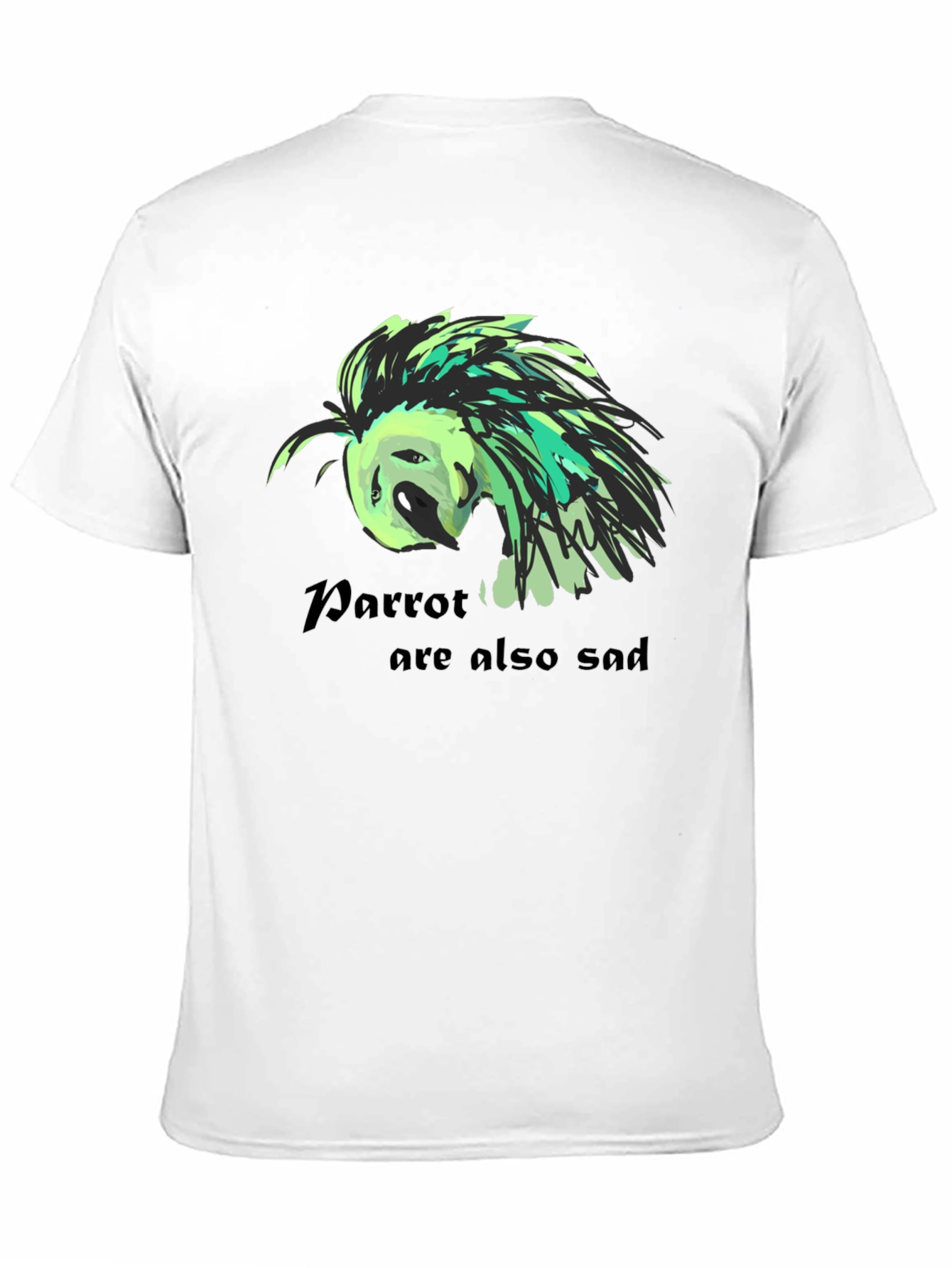Black Sad Parrot Graphic Tee - Unisex Black T-Shirt view 11