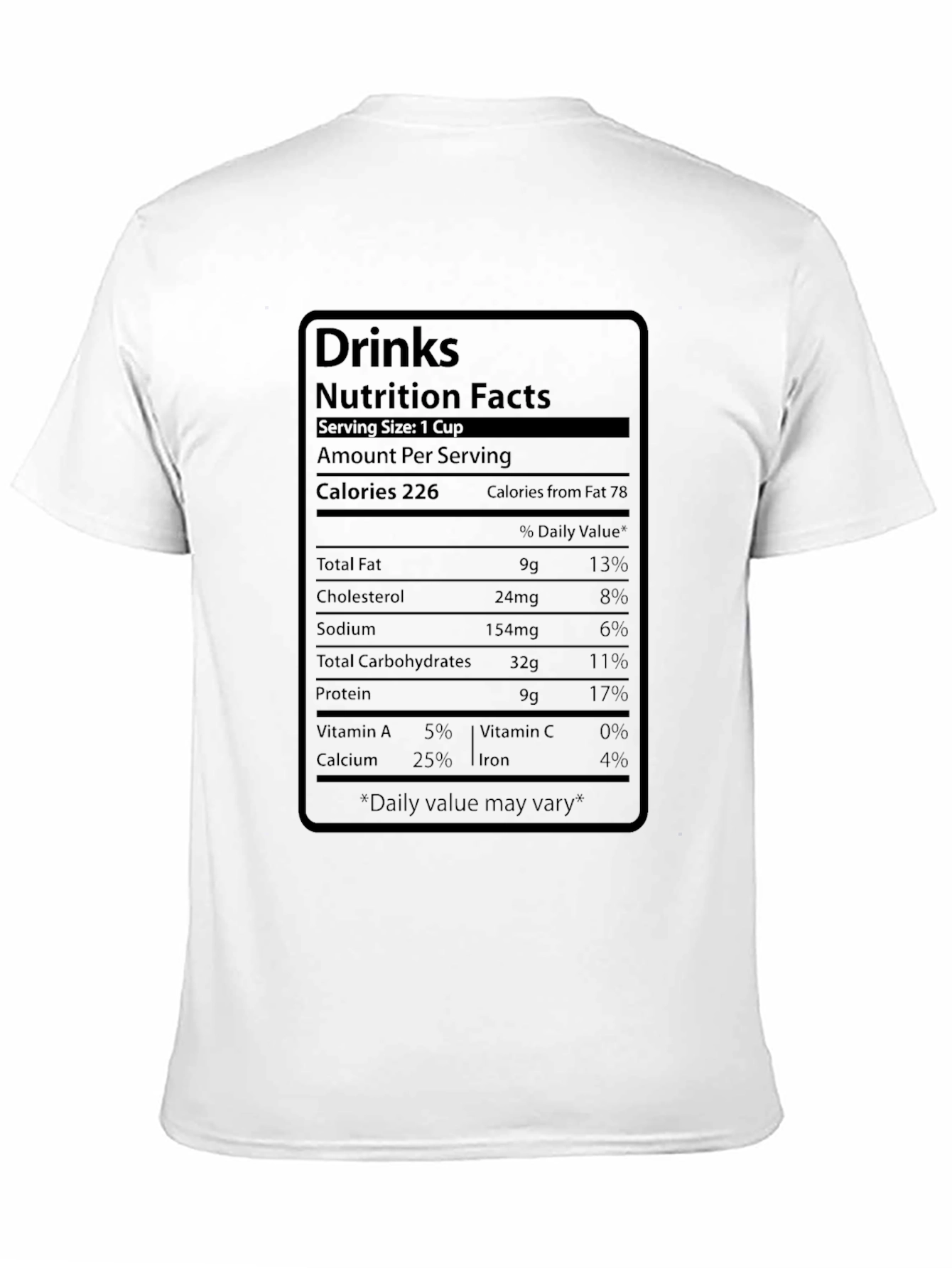 Black Nutrition Facts Drink T-Shirt view 11