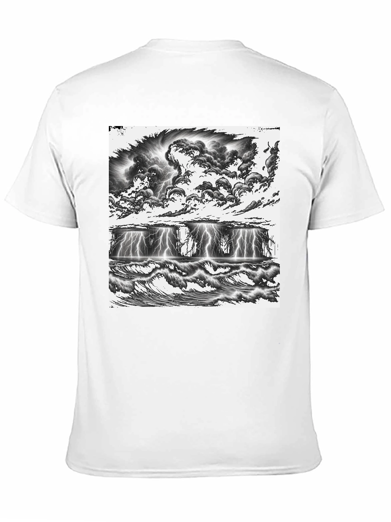 Black Stormy Seas Graphic Tee - Black Cotton T-Shirt view 11