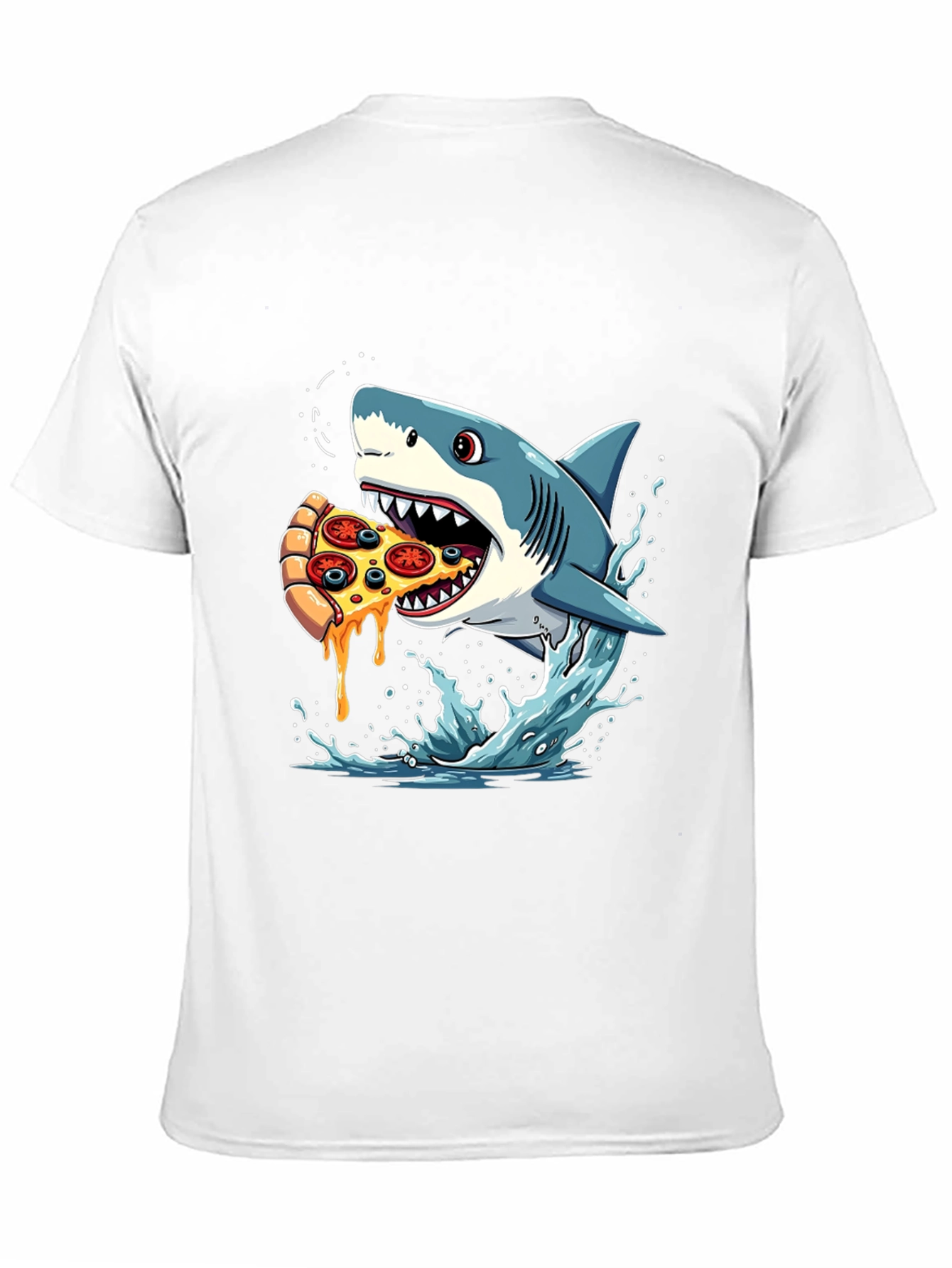 Black Shark Pizza T-Shirt Funny Graphic Tee view 11