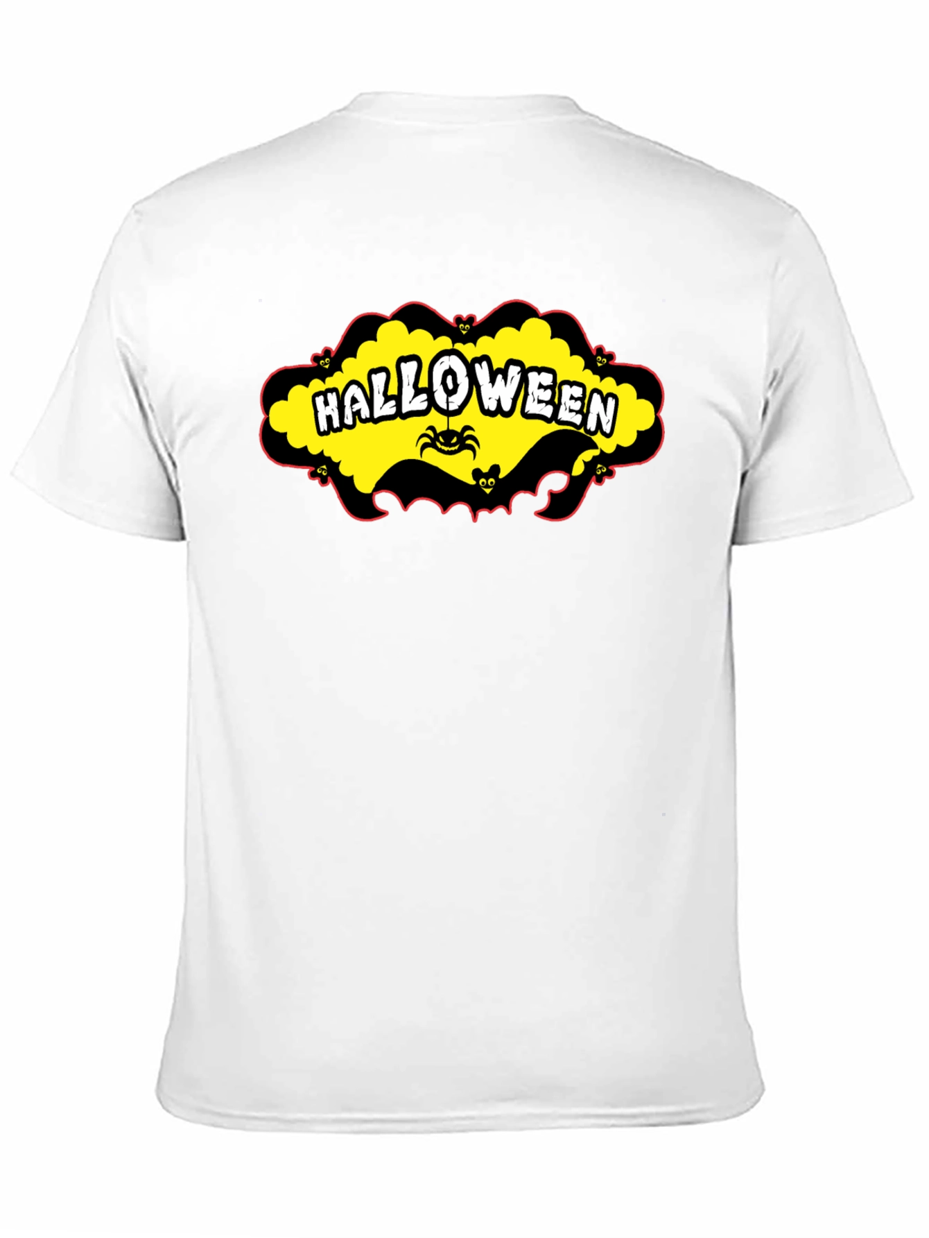 Black Halloween T-Shirt - Spooky Spider & Bats Design view 11