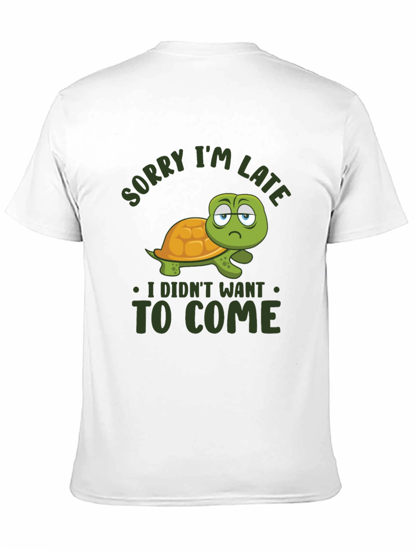 Black Funny Turtle Sorry I'm Late Graphic T-Shirt view 11