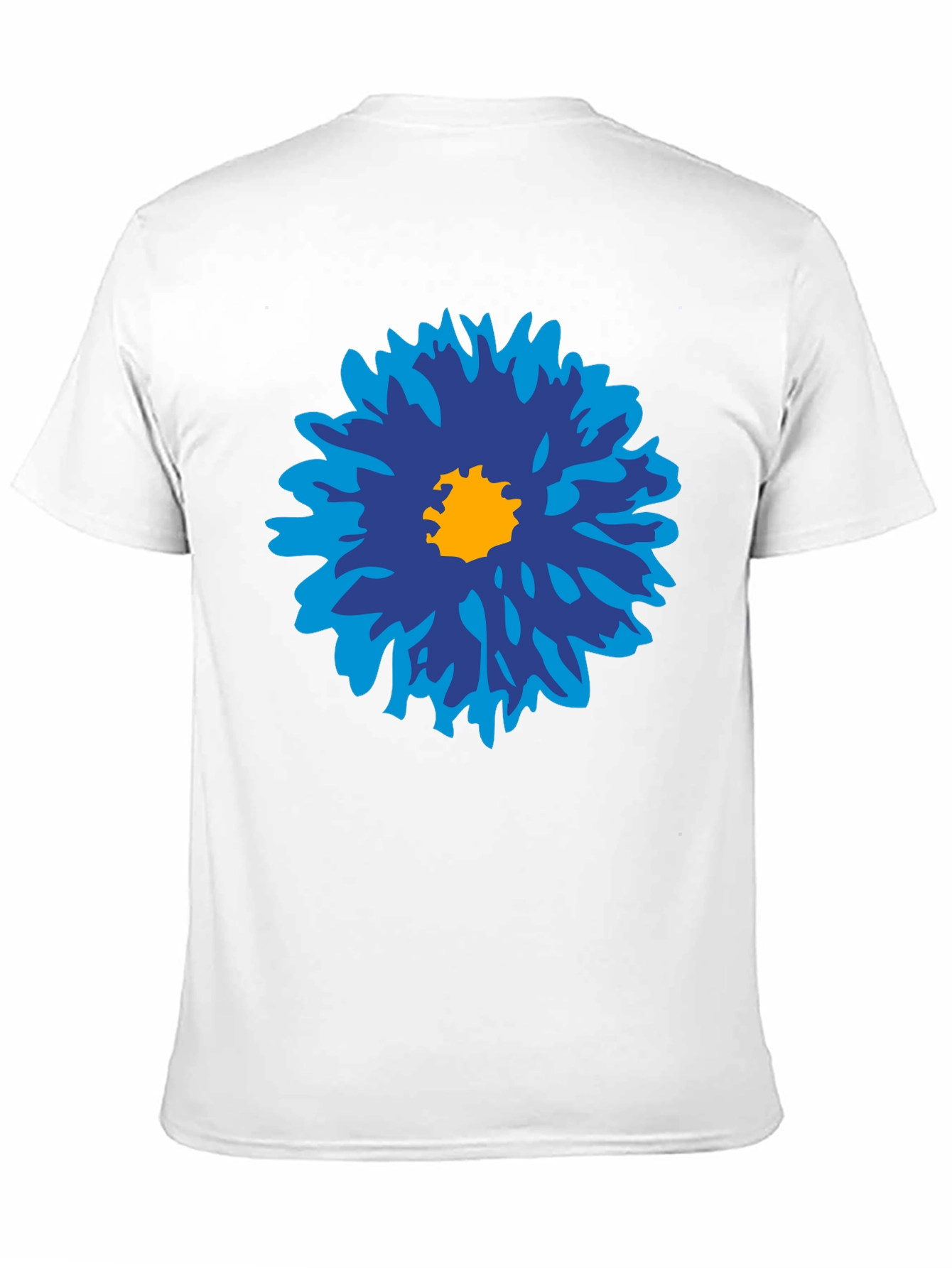 Black Blue Flower Graphic Tee - Men's Black Cotton T-Shirt view 11