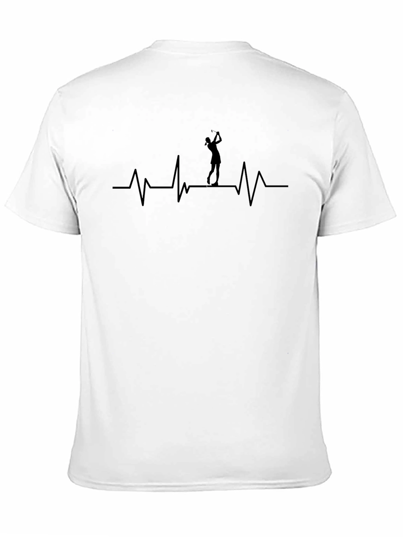 Black Golfer Heartbeat T-Shirt - Unique Graphic Tee view 11