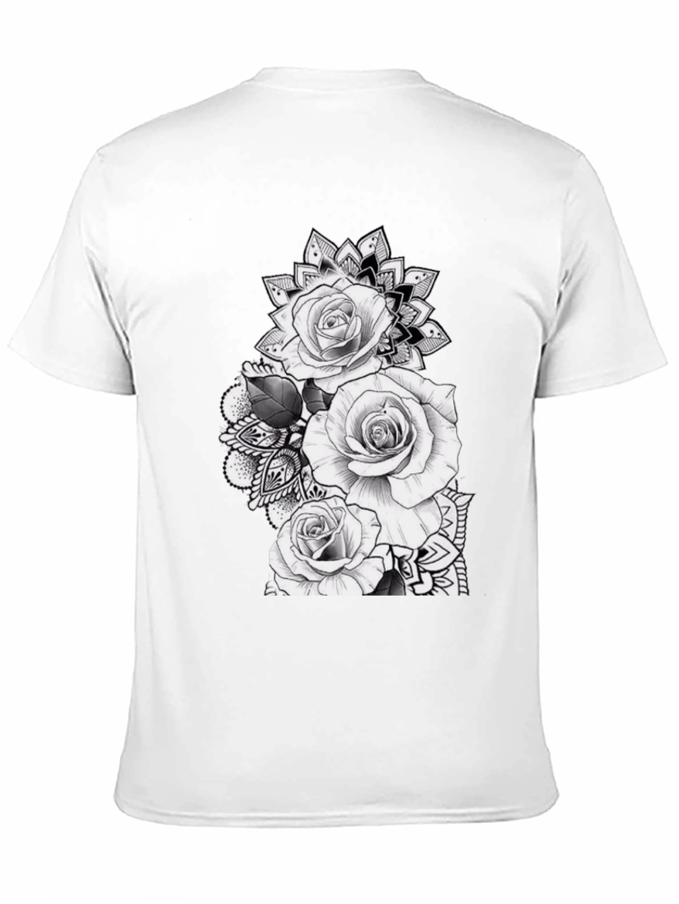 Black Black Rose Mandala Graphic Tee view 11