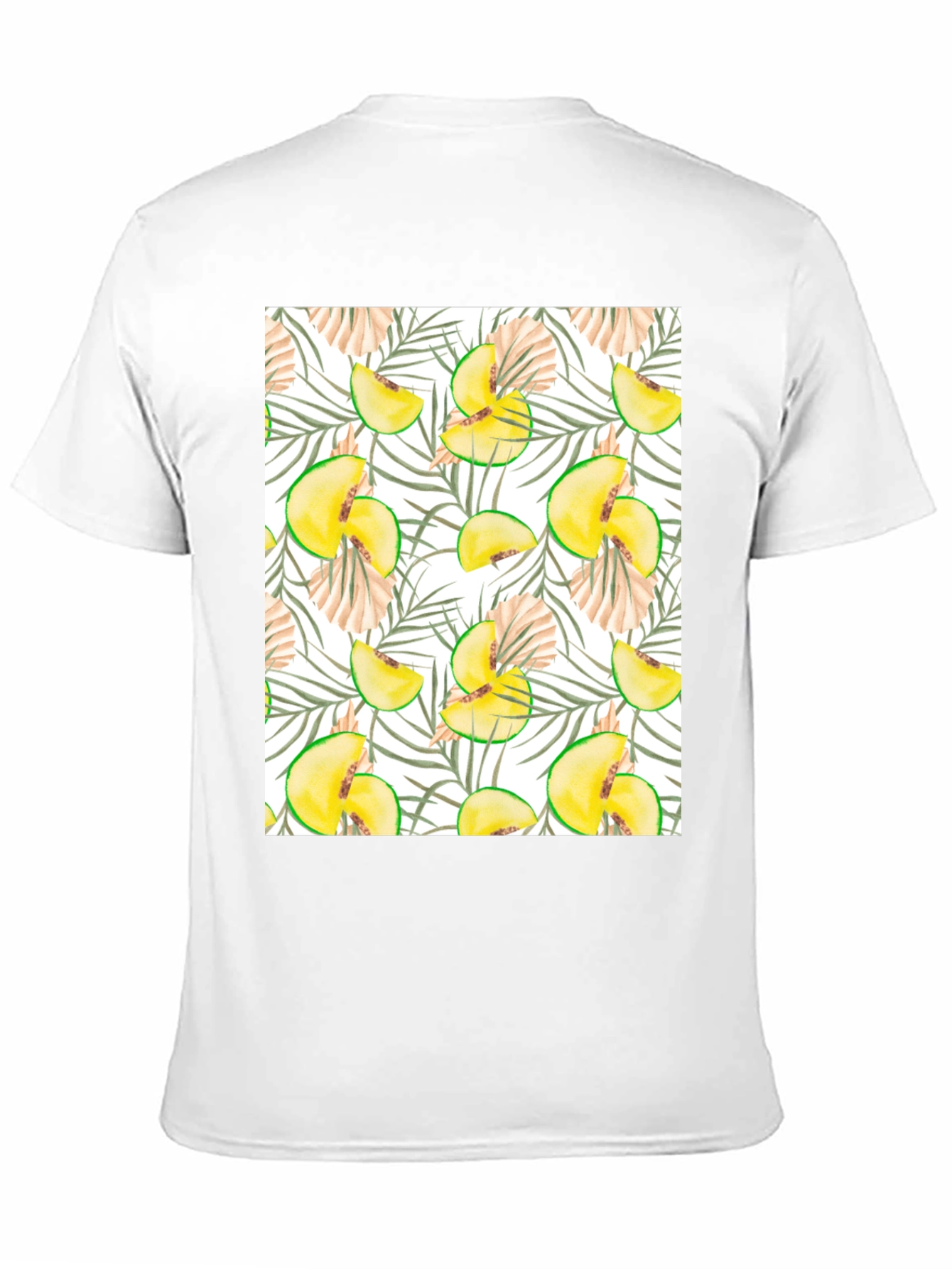 Black Tropical Peach Print Black T-Shirt view 11