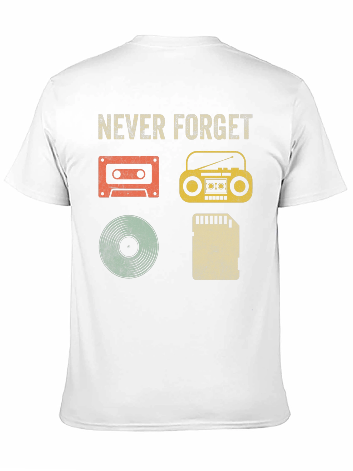 Black Retro Music T-Shirt - Never Forget Media Evolution view 11