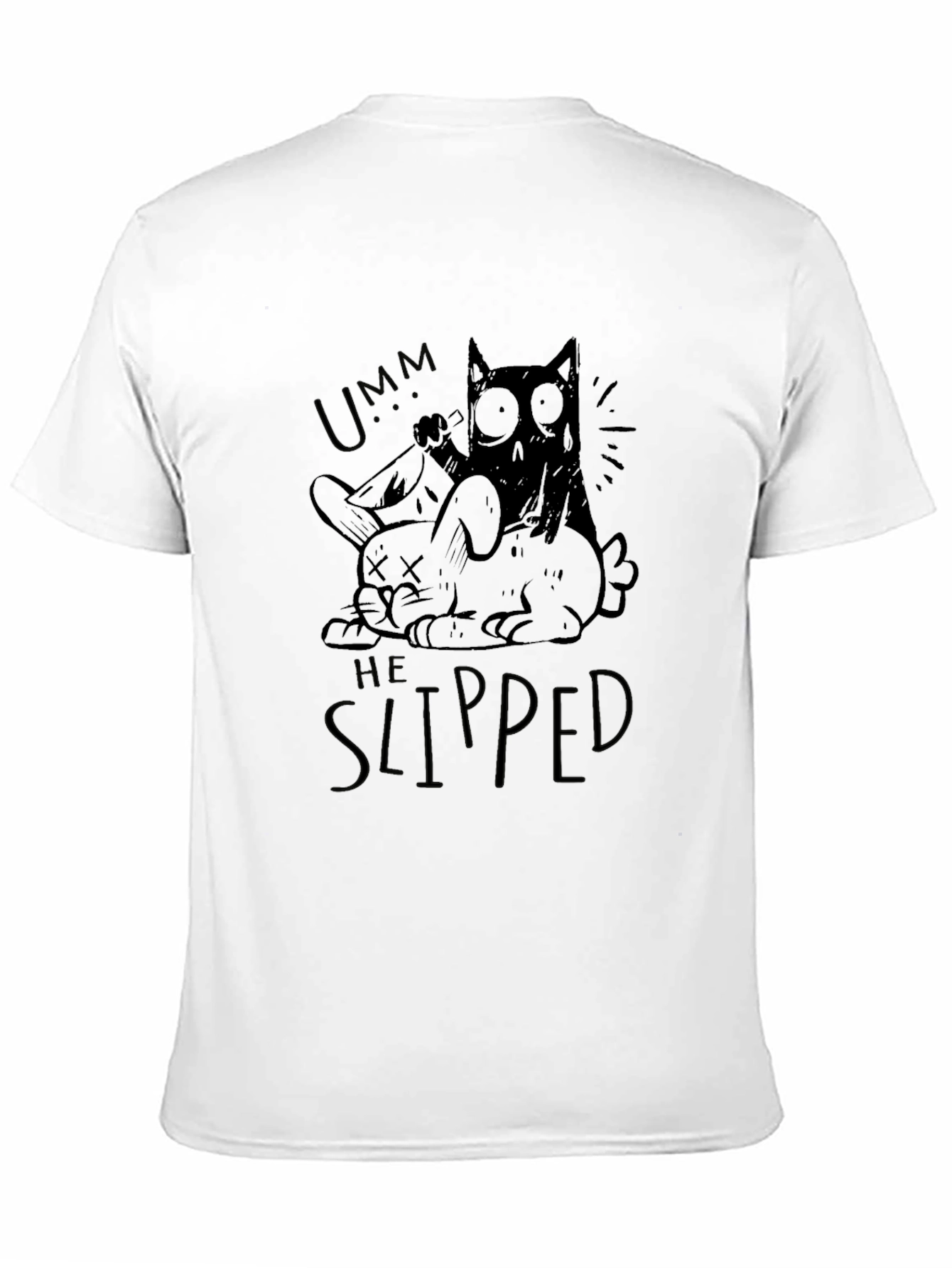 Black Umm He Slipped Graphic Tee - Black Cotton T-Shirt view 11