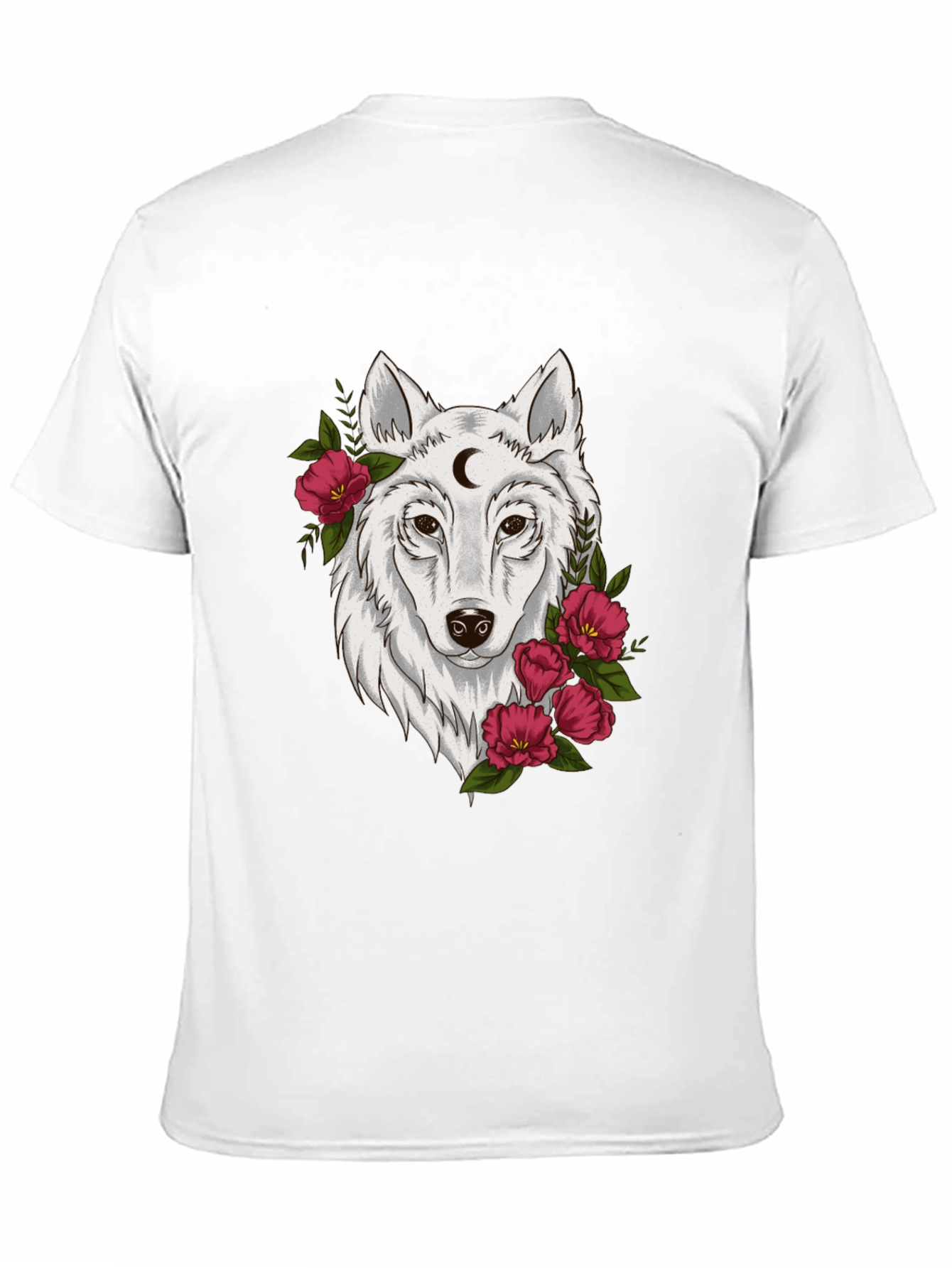 Black Wolf Moon & Flower Graphic T-Shirt - Mens view 11