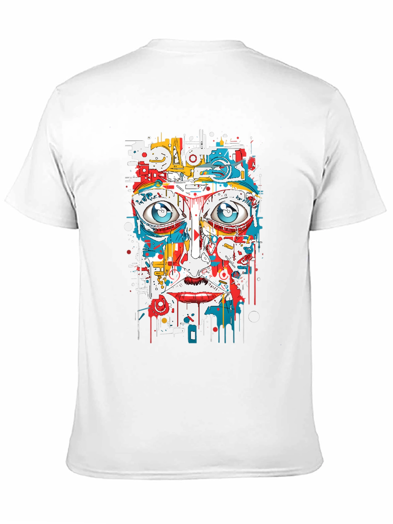 Black Abstract Face Graphic Print Black Tee view 11