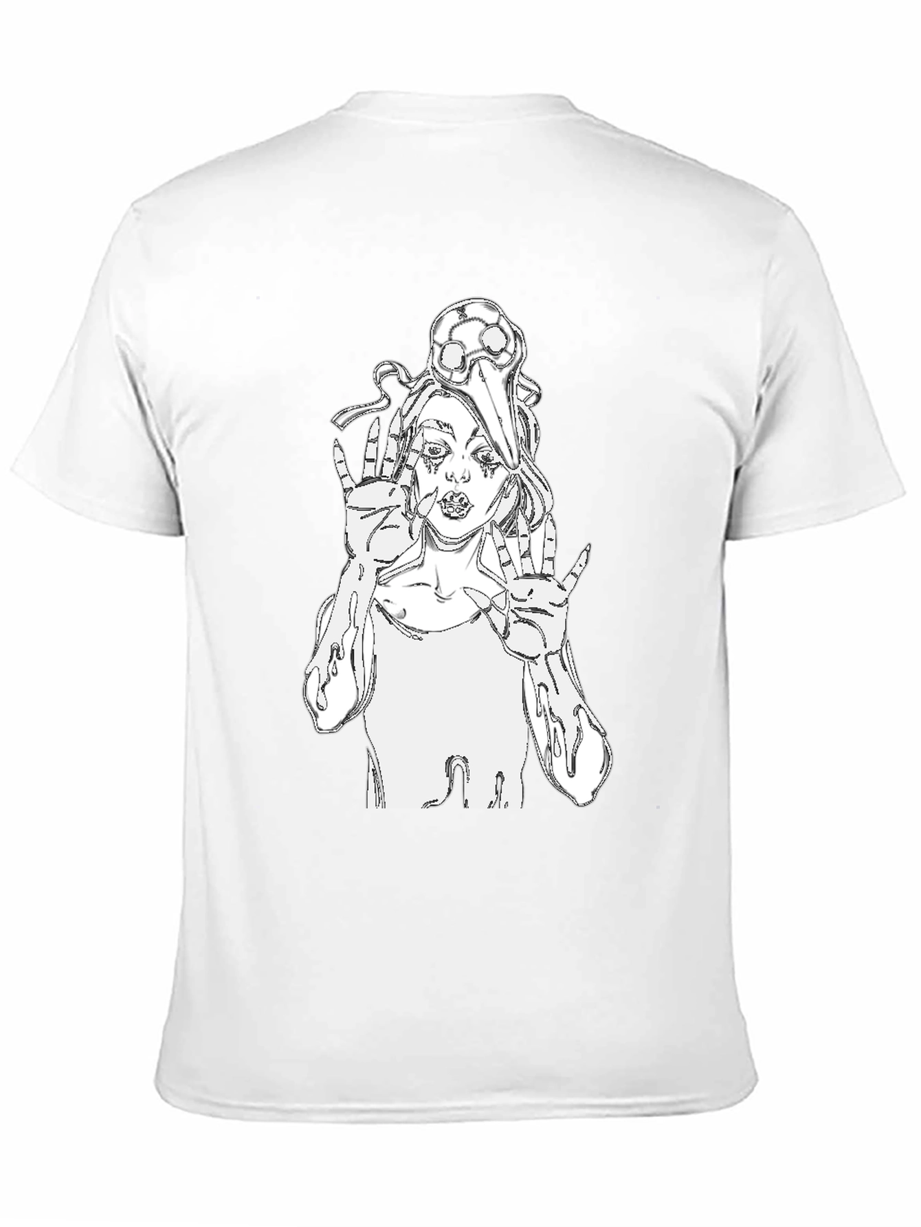 Black Edgy Graphic Tee - Black Crew Neck T-Shirt view 11