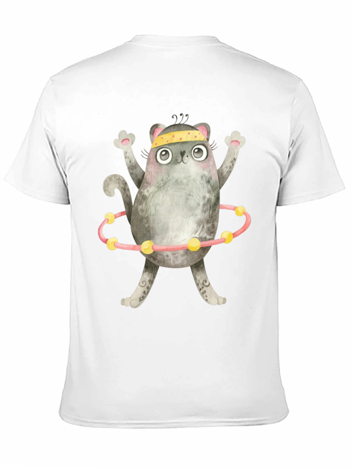 Black Funny Cat Hula Hoop Black T-Shirt view 11