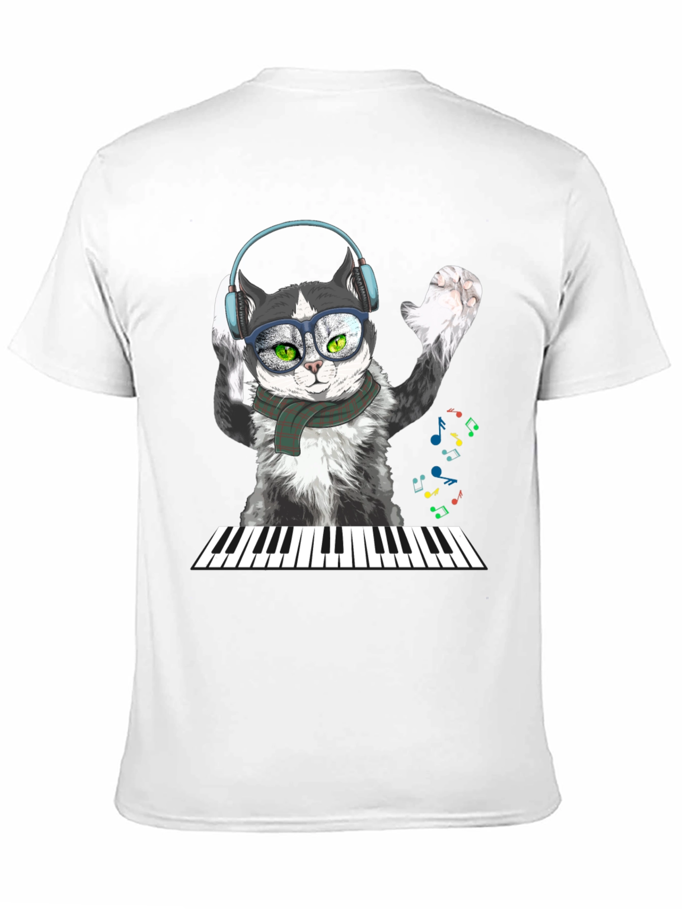 Black Cool Cat Musician T-Shirt view 11