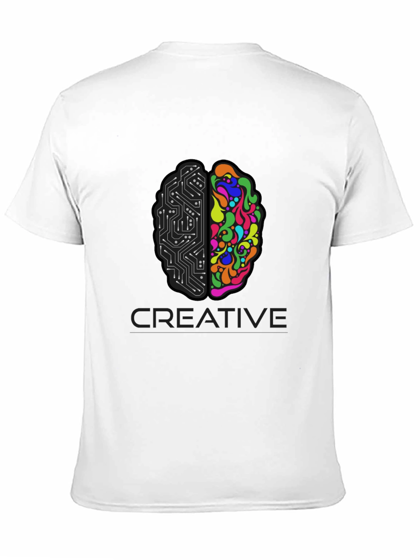 Black Creative Brain T-Shirt - Left & Right Brain Design view 11