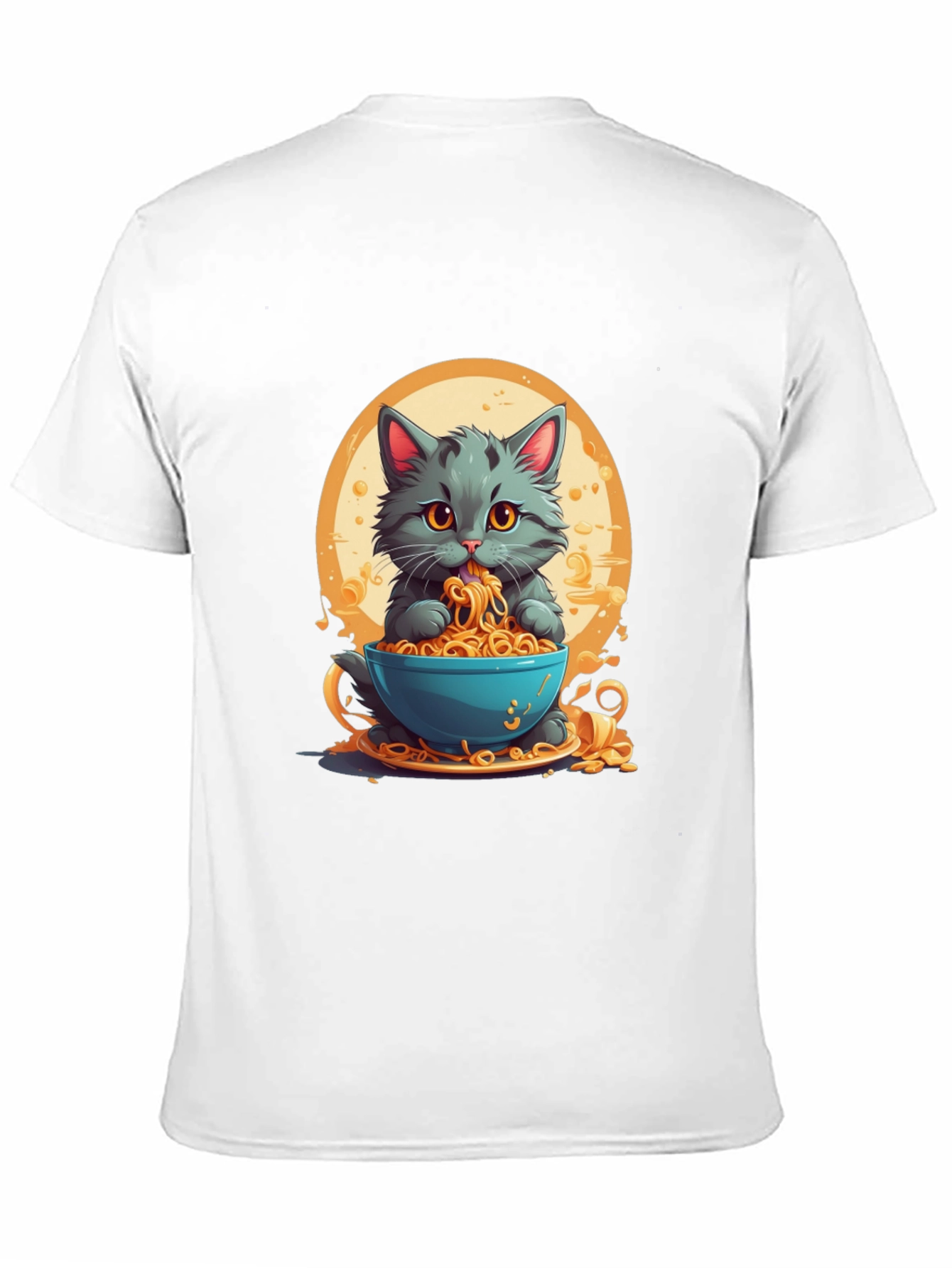 Black Cat Eating Noodles Graphic T-Shirt view 11