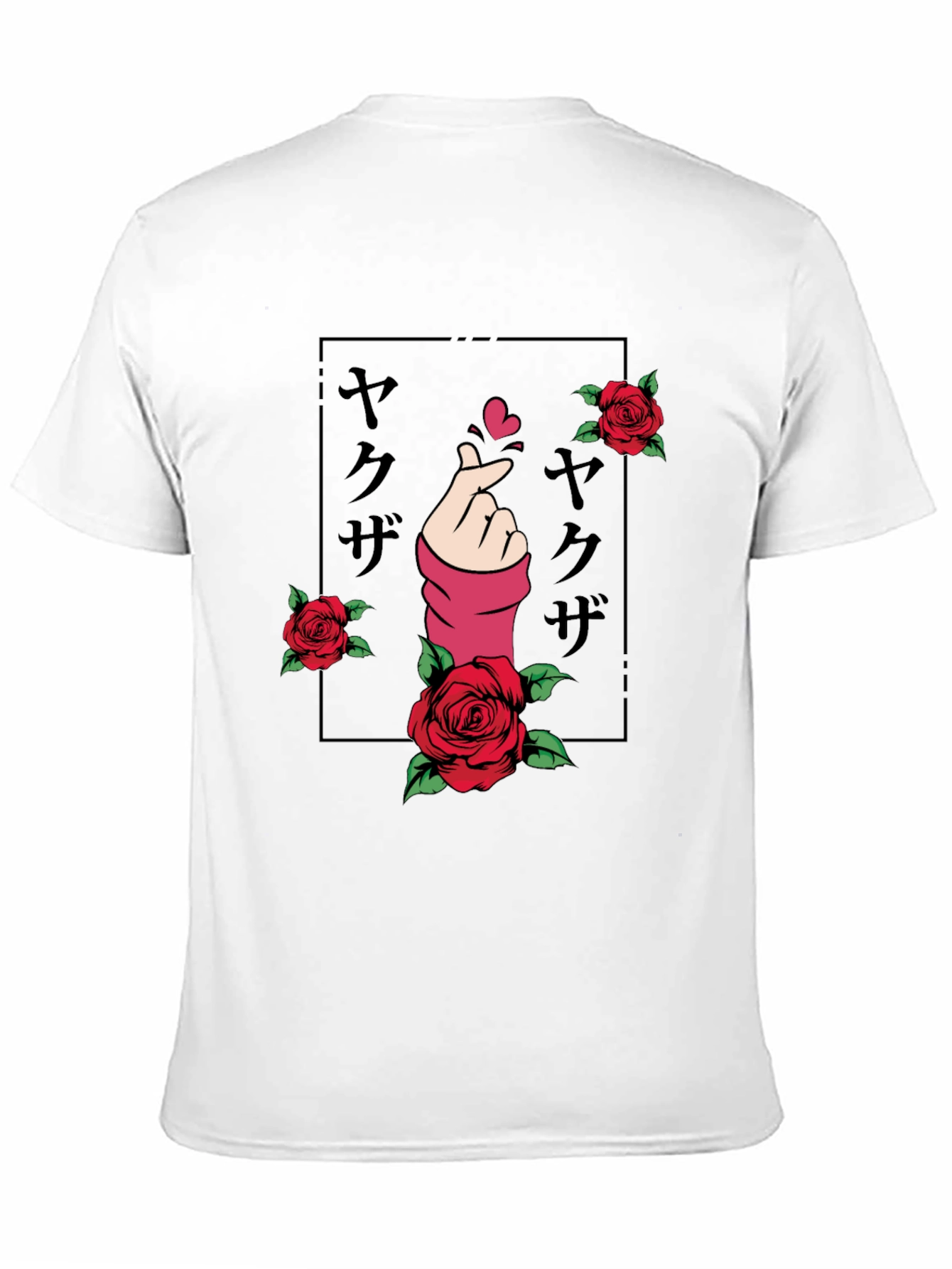 Black Finger Heart & Roses Graphic T-Shirt view 11
