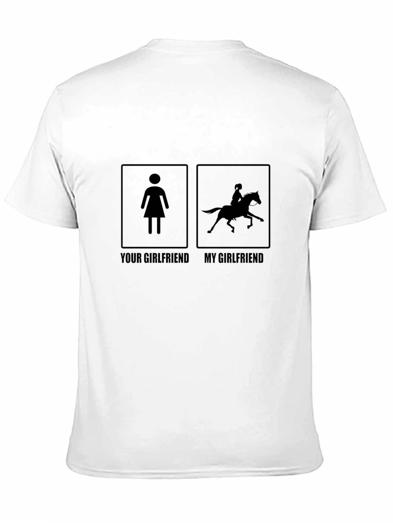 Black Humorous Horse Girl T-Shirt - 'My Girlfriend' Design view 11
