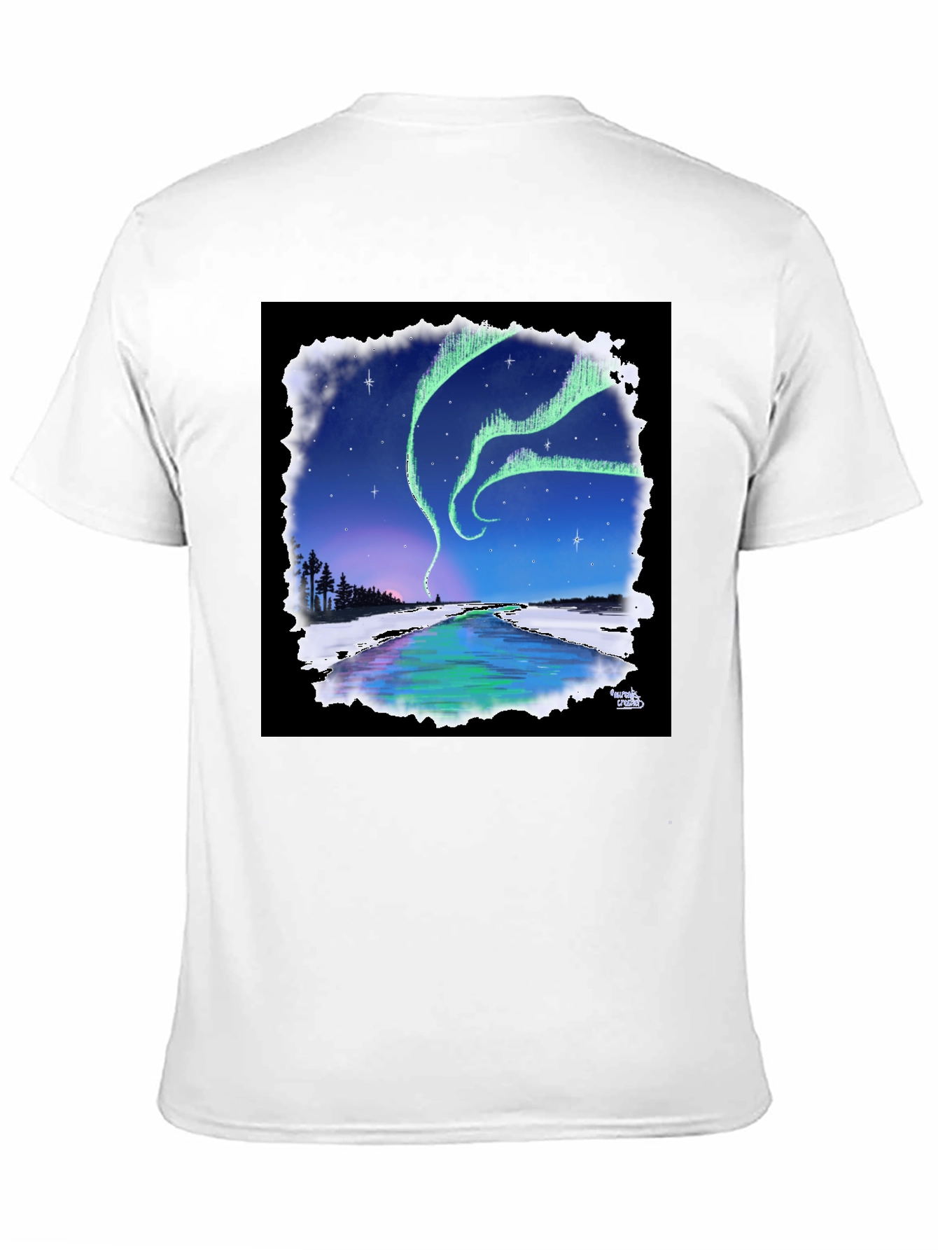Black Aurora Borealis Graphic Tee - Northern Lights Design view 11