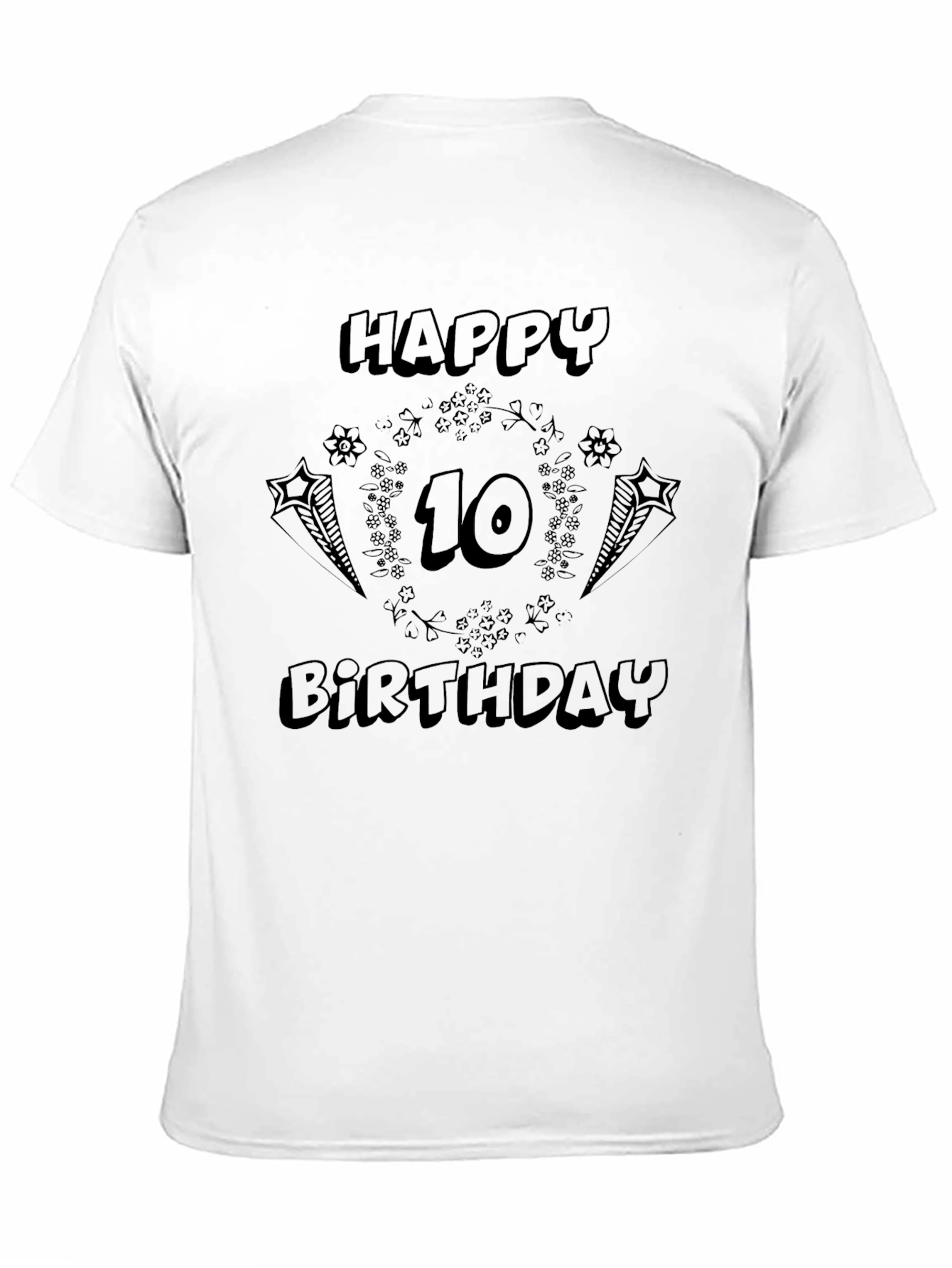 Black Happy 10th Birthday Black T-Shirt view 11