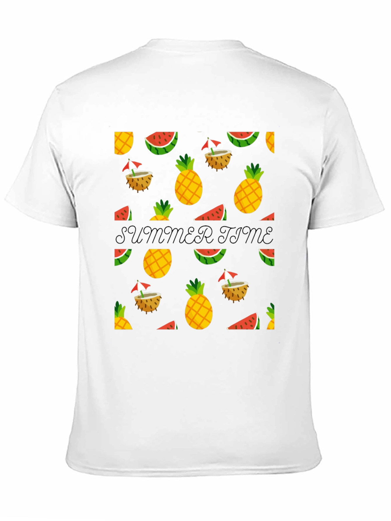 Black Summer Time Black Tee with Fruit Pattern view 11