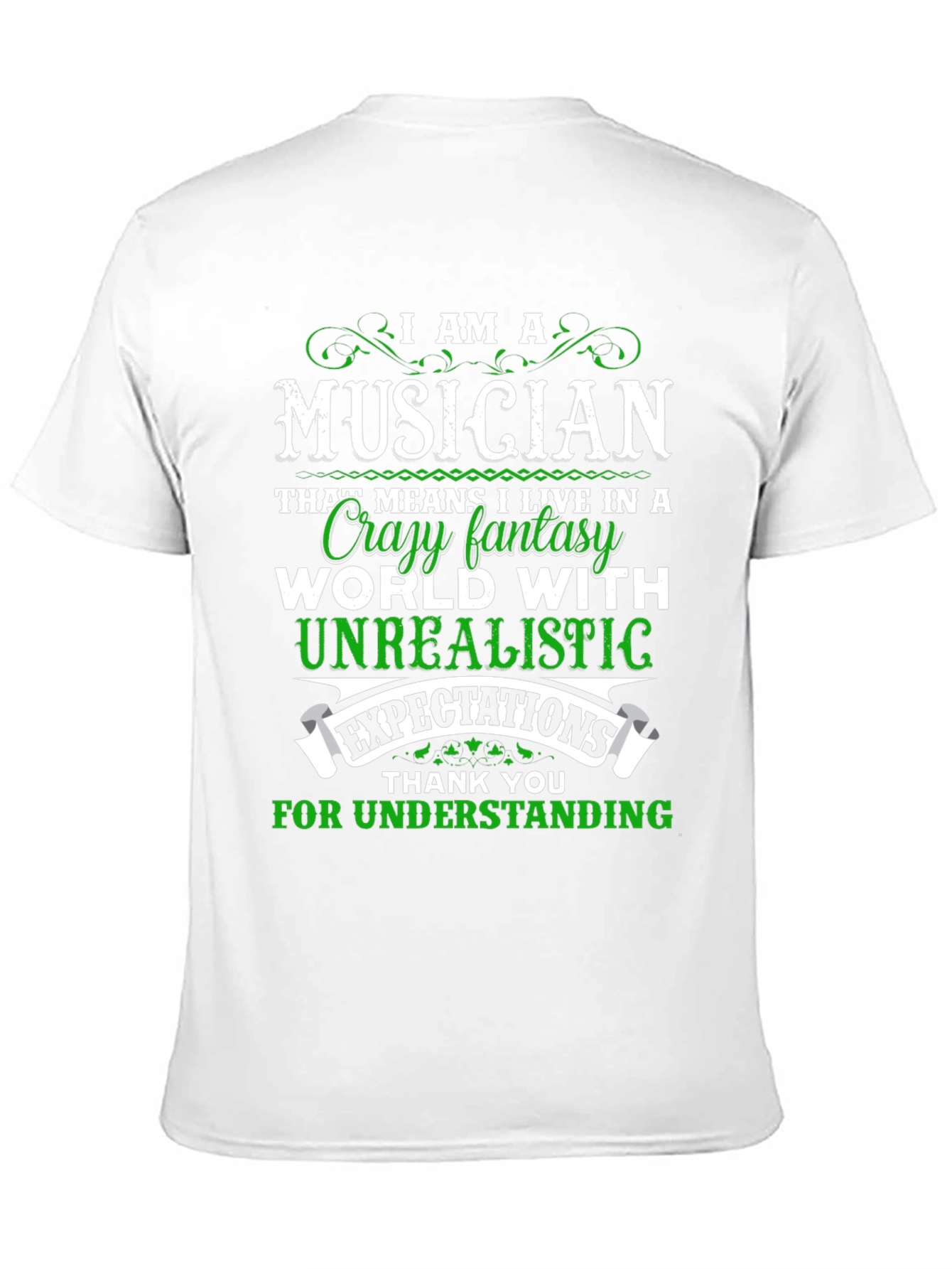 Black Musician Novelty T-Shirt - Crazy Fantasy World Design view 11