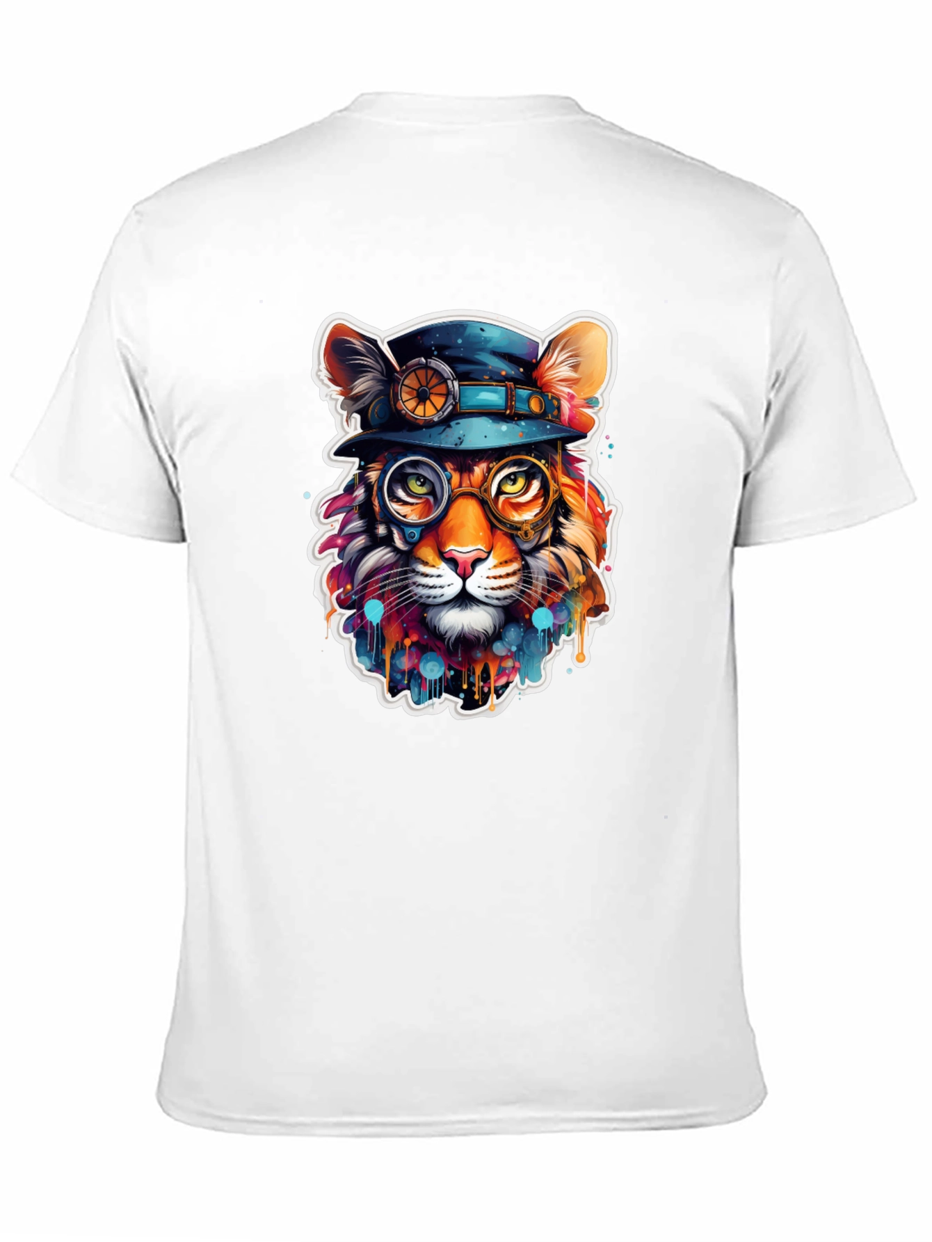 Black Steampunk Cat T-Shirt - Unique Animal Graphic Tee view 11