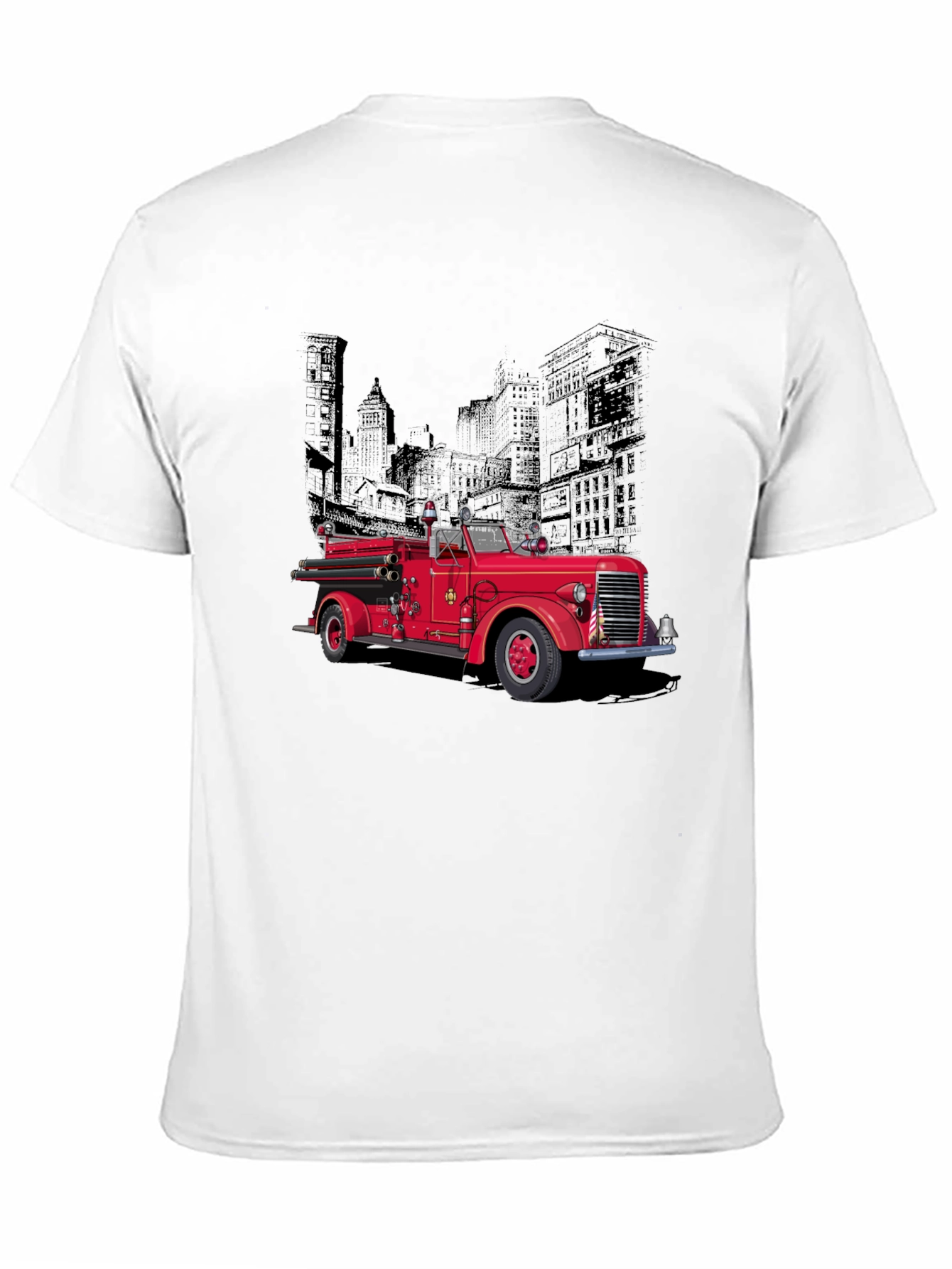 Black Vintage Fire Truck Graphic T-Shirt view 11