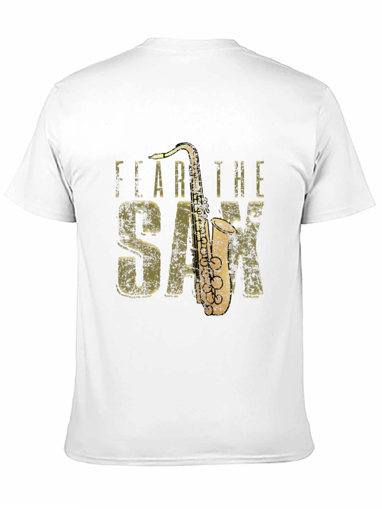Black Fear the Sax T-Shirt - Black Cotton Tee with Saxophone Graphic view 11