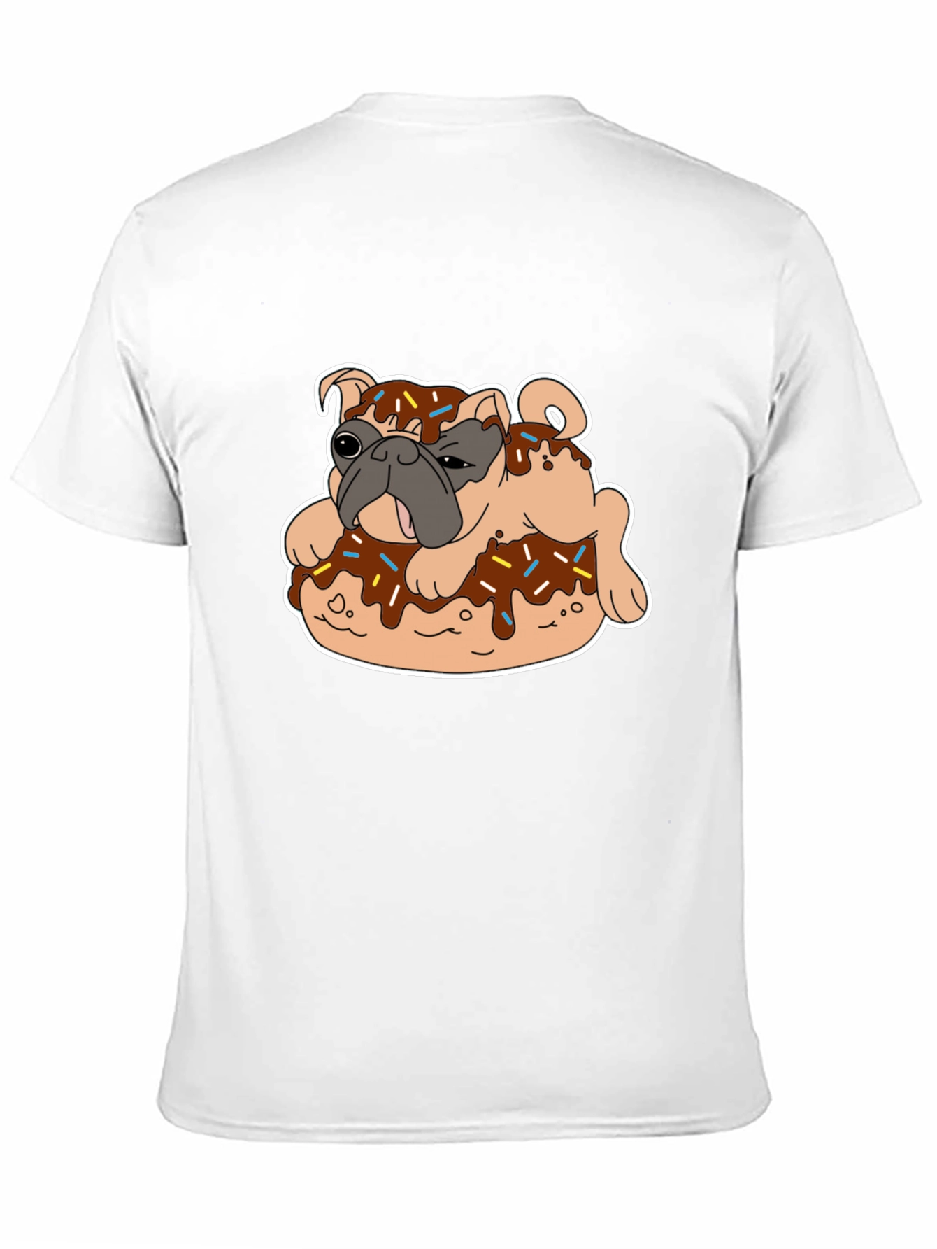 Black Pug on Donut Graphic Tee - Black T-Shirt view 11
