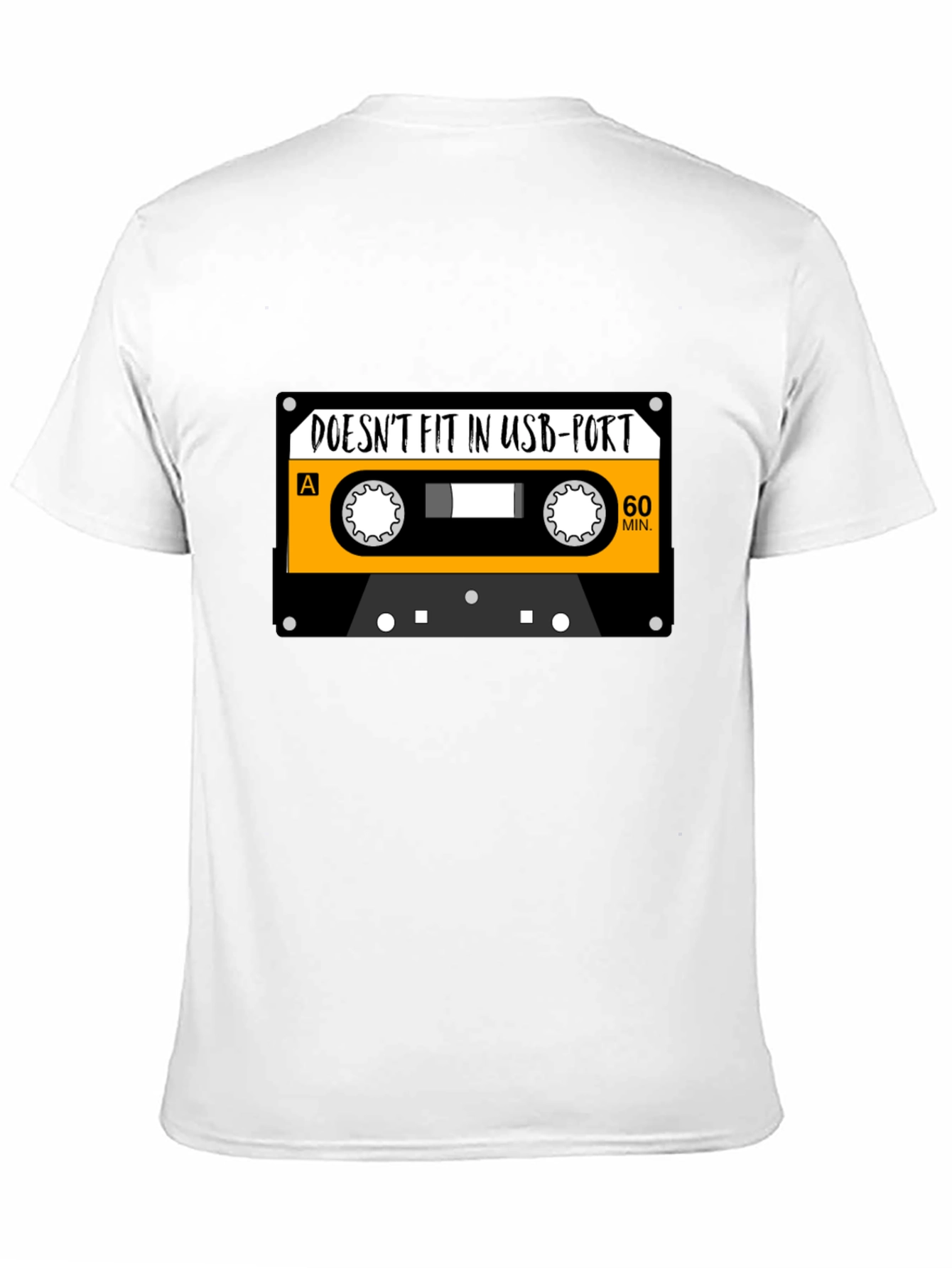 Black Retro Cassette Tape USB Port T-Shirt - Funny Music Tee view 11
