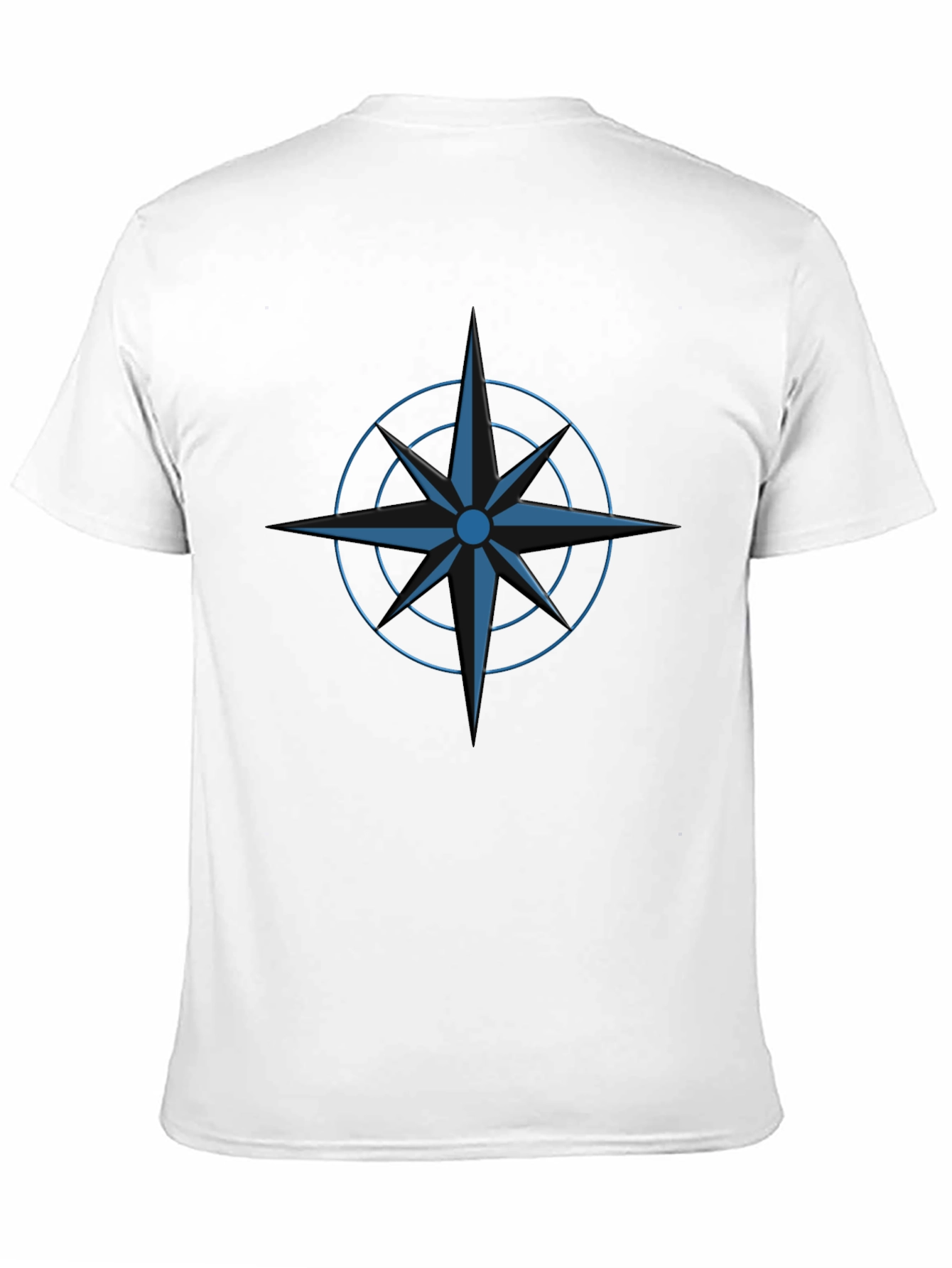Black Stylish Black T-Shirt with Blue Compass Design view 11